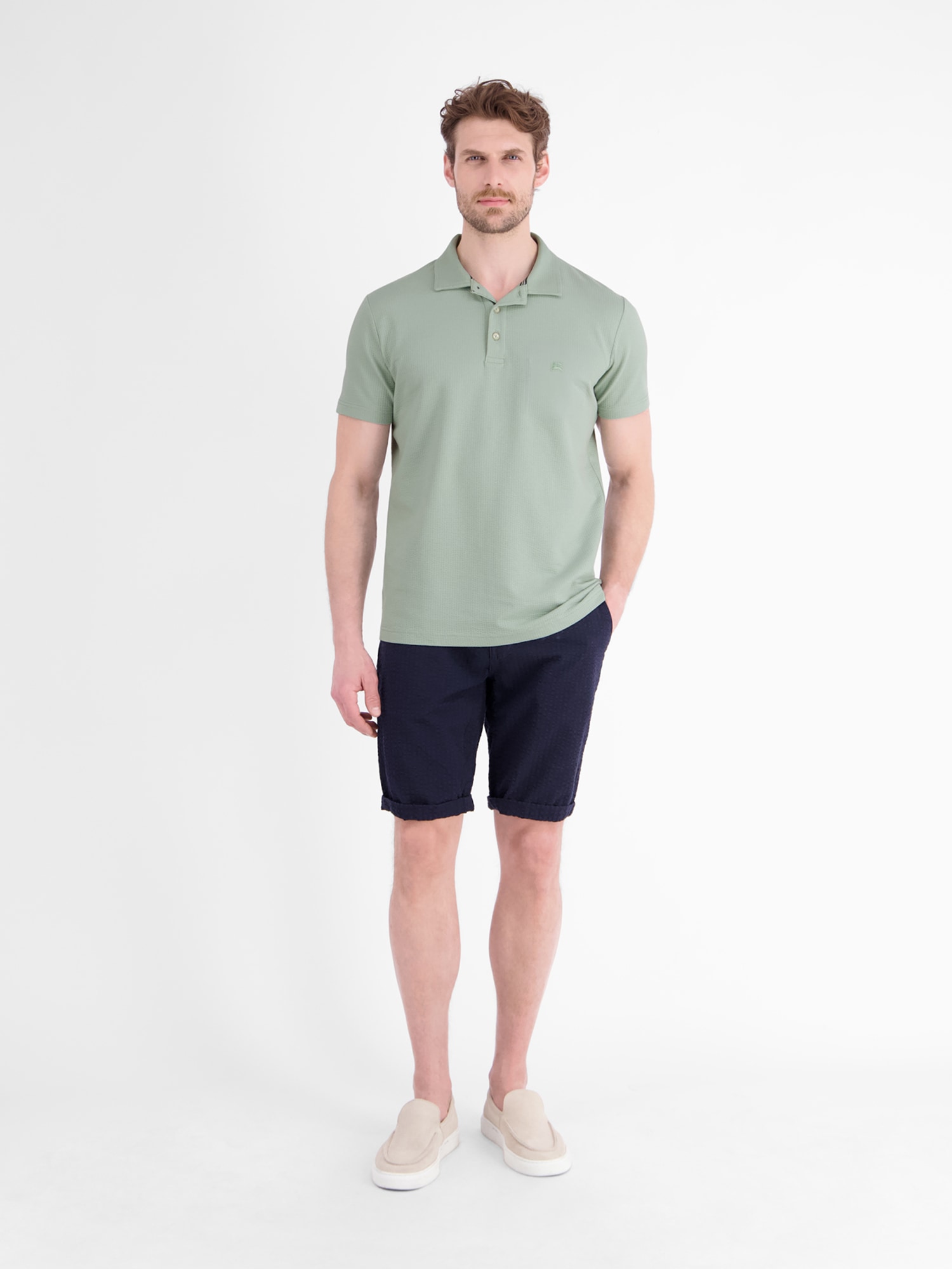 LERROS Poloshirt »Poloshirt in weicher Seersucker-Qualität mit Brusttasche«