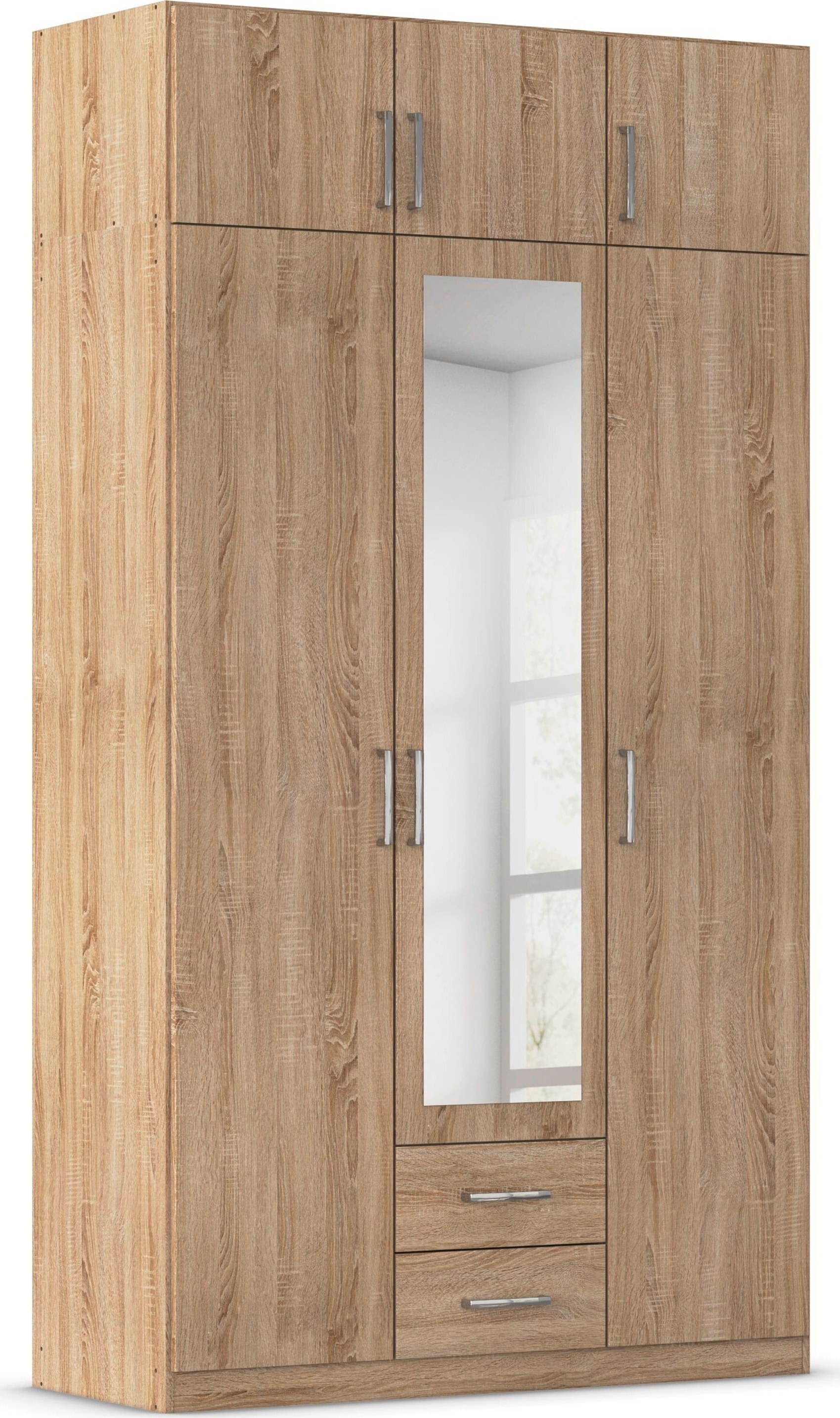 rauch Kleiderschrank "Schrank Garderobe Wäscheschrank GAMMA in 4 Breiten 91-226 cm" 3 verschiedene Ausstattungen BASIC/CLASSIC/PREMIUM (inkl. SOFT-CLOSE), mit Schubladen und Schrankaufsatz sowie Spiegel MADE IN GERMANY