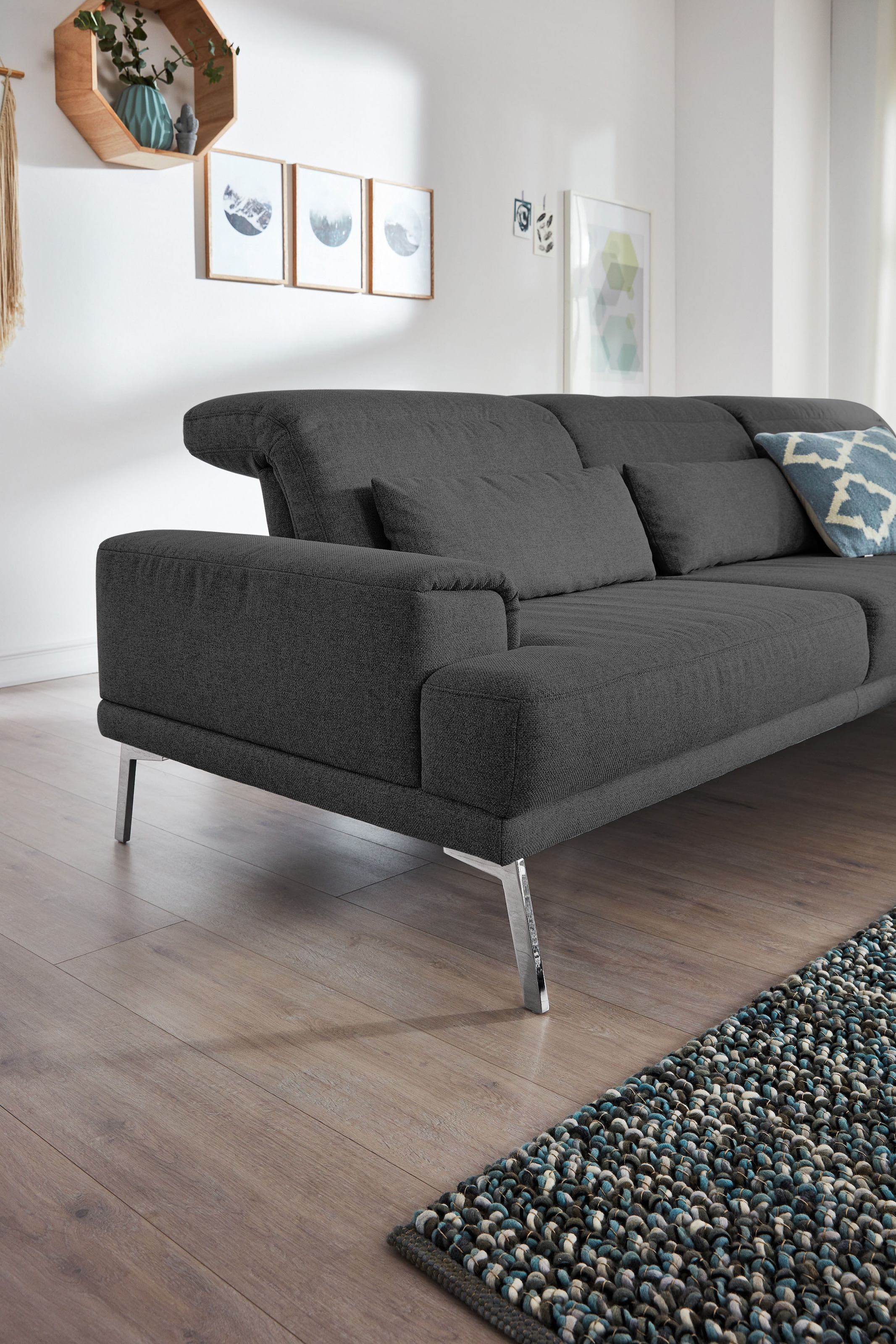 Musterring Ecksofa »MR 4580«, mit Kopf- und Sitztiefenverstellung, Metallfuß chrom, 288 x 193/220cm