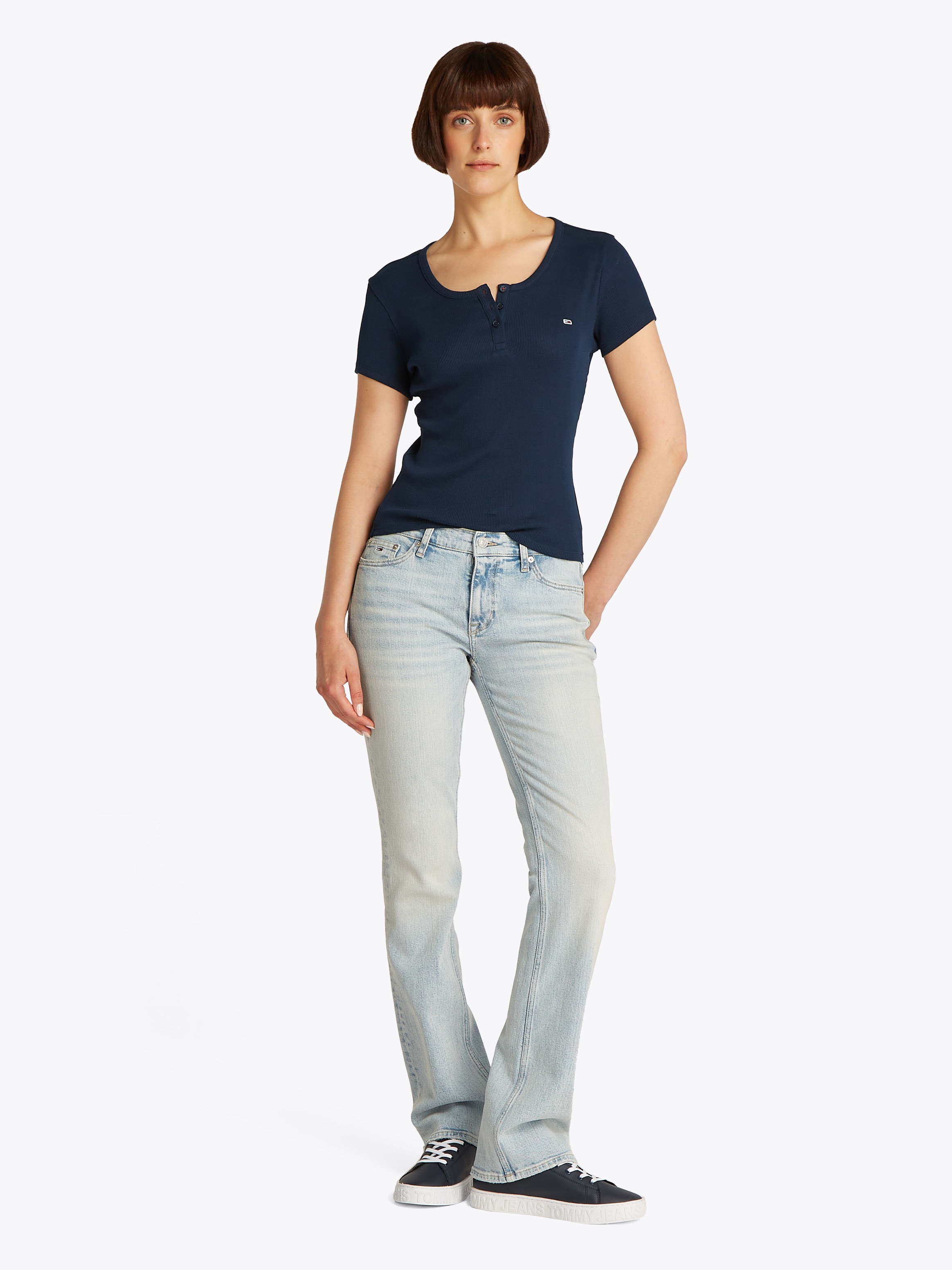 Tommy Jeans T-Shirt »TJW SLIM BUTTON RIB C-NECK SS«, mit Knöpfen
