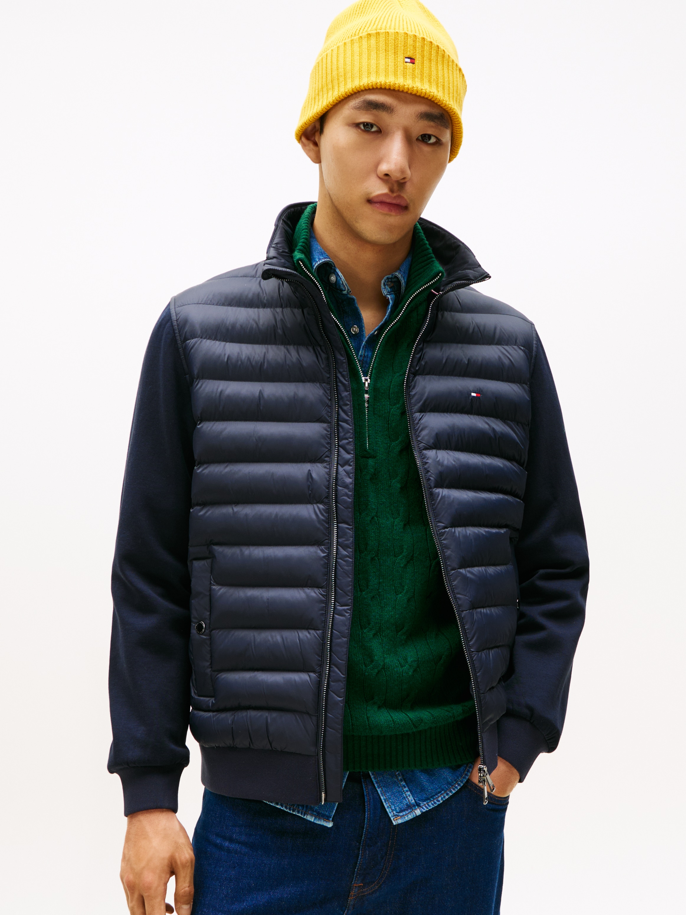 Tommy Hilfiger Sweatjacke "MIX MEDIA", Stehkragen, Regular Fit, mit gestepp günstig online kaufen