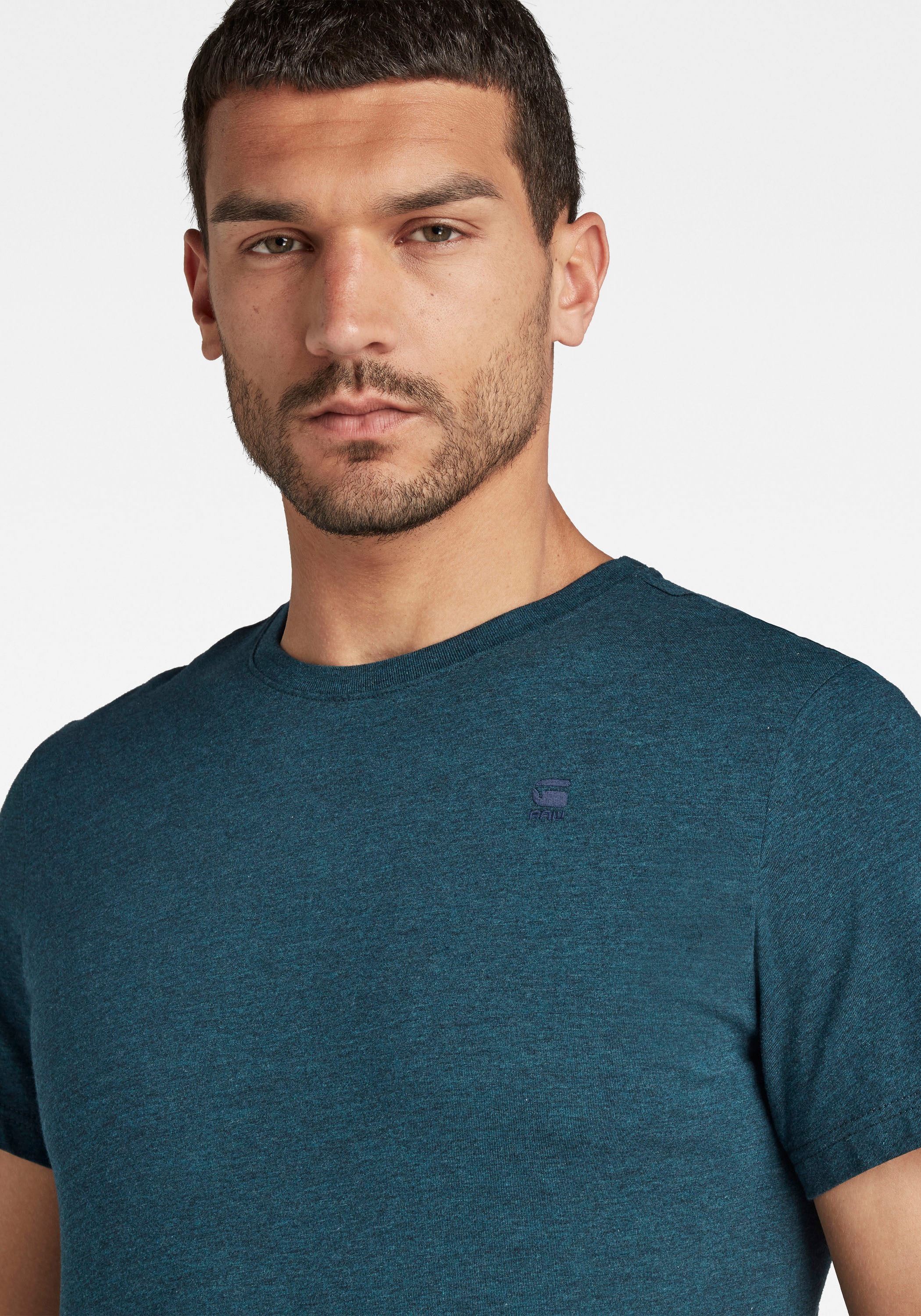 T-Shirt G-STAR "Base-S T-Shirt", Herren, Gr. S (44/46), blau (legion blau htr), Jersey, Obermaterial: 100% Baumwolle, unifarben, regular fit normal, Rundhals, Shirts T-Shirt, mit kleinem Logo-Detail 3