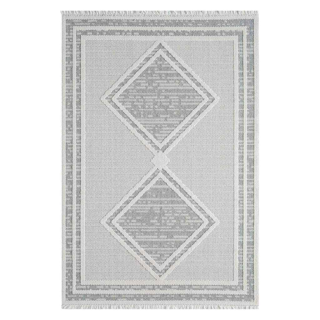 Thumbnail - Carpet City Teppich "LINDO 8853" rechteckig 11 mm Höhe Kurzflor, Hochtief-Muster/ 3D-Effekt, Fransen, Boho-Stil, Wohnzim...