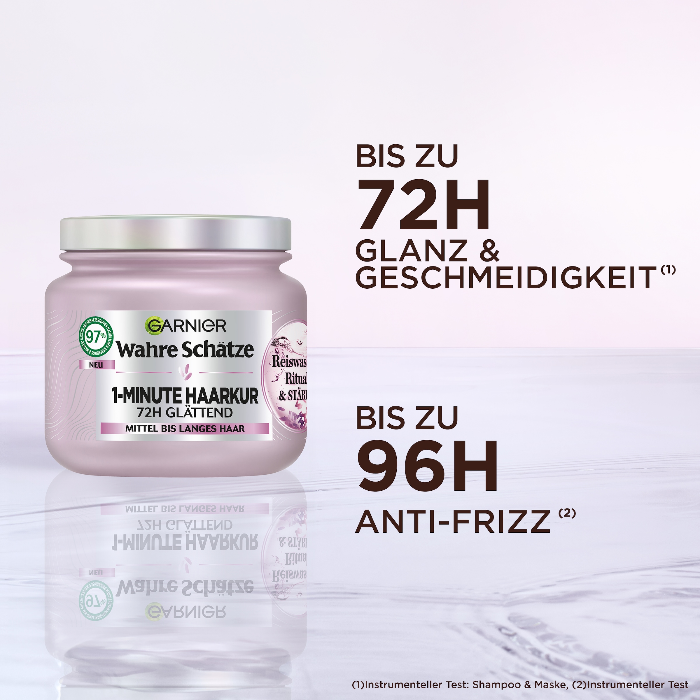 GARNIER Haarkur »Garnier Wahre Schätze Reiswasser Ritual 1-Minute Haarkur« mit Reiswasser und Stärke, cremige Textur, vegane Formel