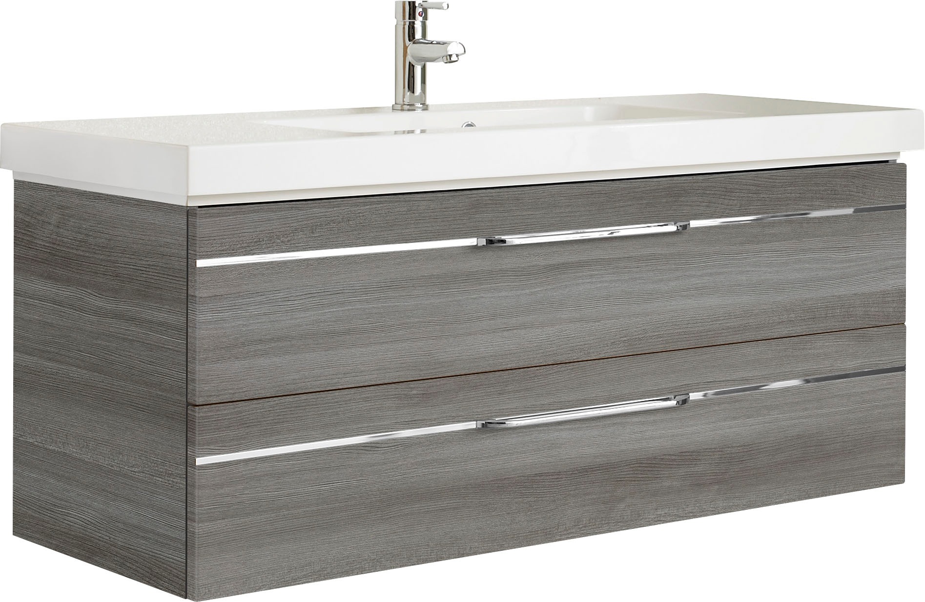 Saphir Badmöbel-Set »Balto Sprint 4-teilig, Mineralmarmor-Waschtisch mit LED-Spiegelschrank«, (5 St.), Unterschrank, Midischrank, inkl. Türdämpfer, 5 Türen, 5 Schubladen