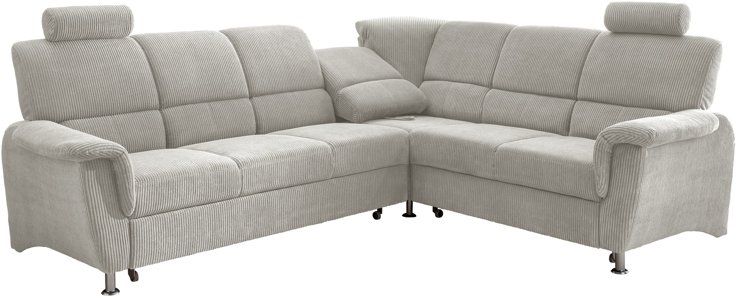 Home affaire Ecksofa »Pisa L-Form, mit Schlaffunktion, Stauraum, 2x höhenverstellbare«, Kopfstützen und Relaxfunktion im Eckelement
