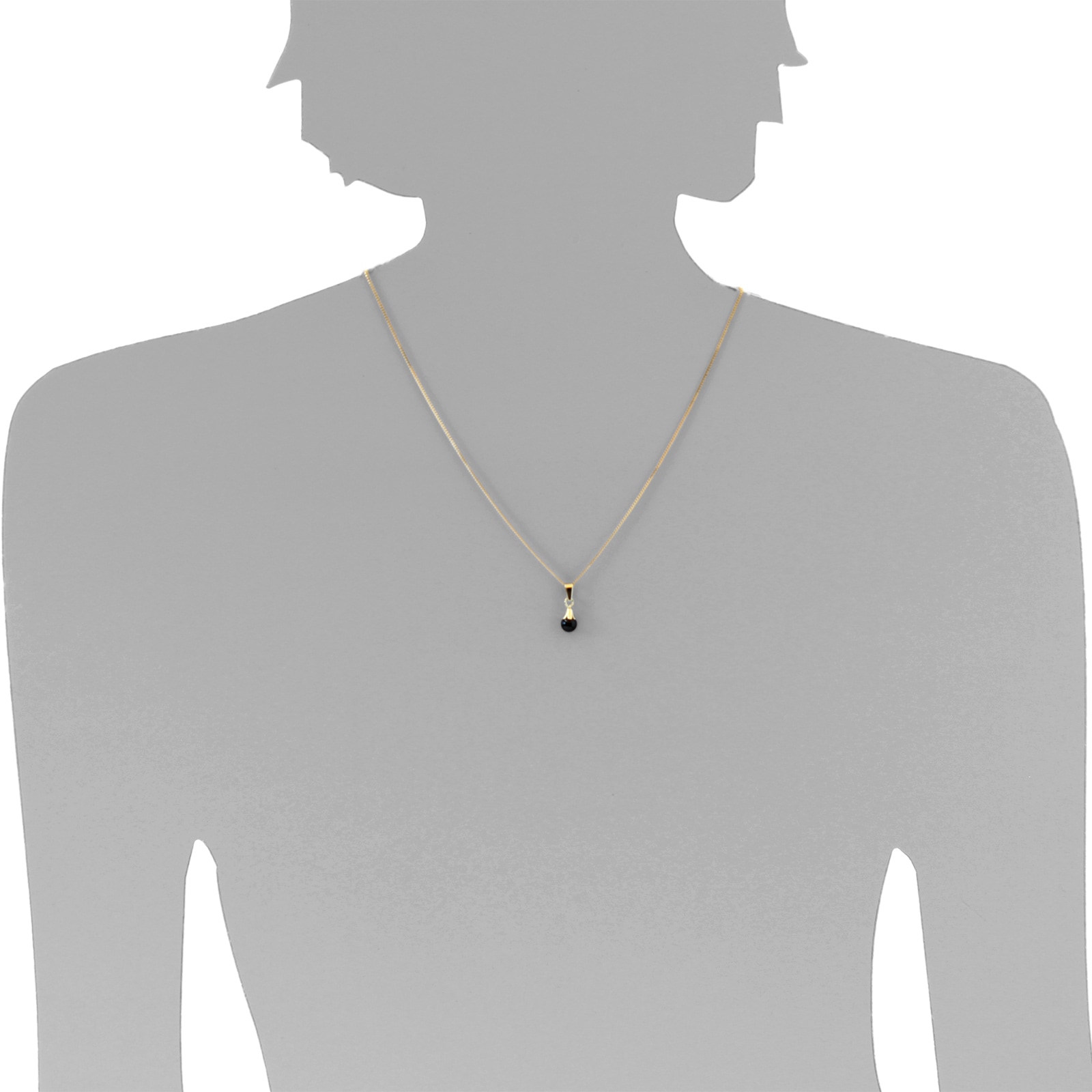 OSTSEE-SCHMUCK Kette und Anhänger Set »- Glocke - Gold 333/000 - Onyx«