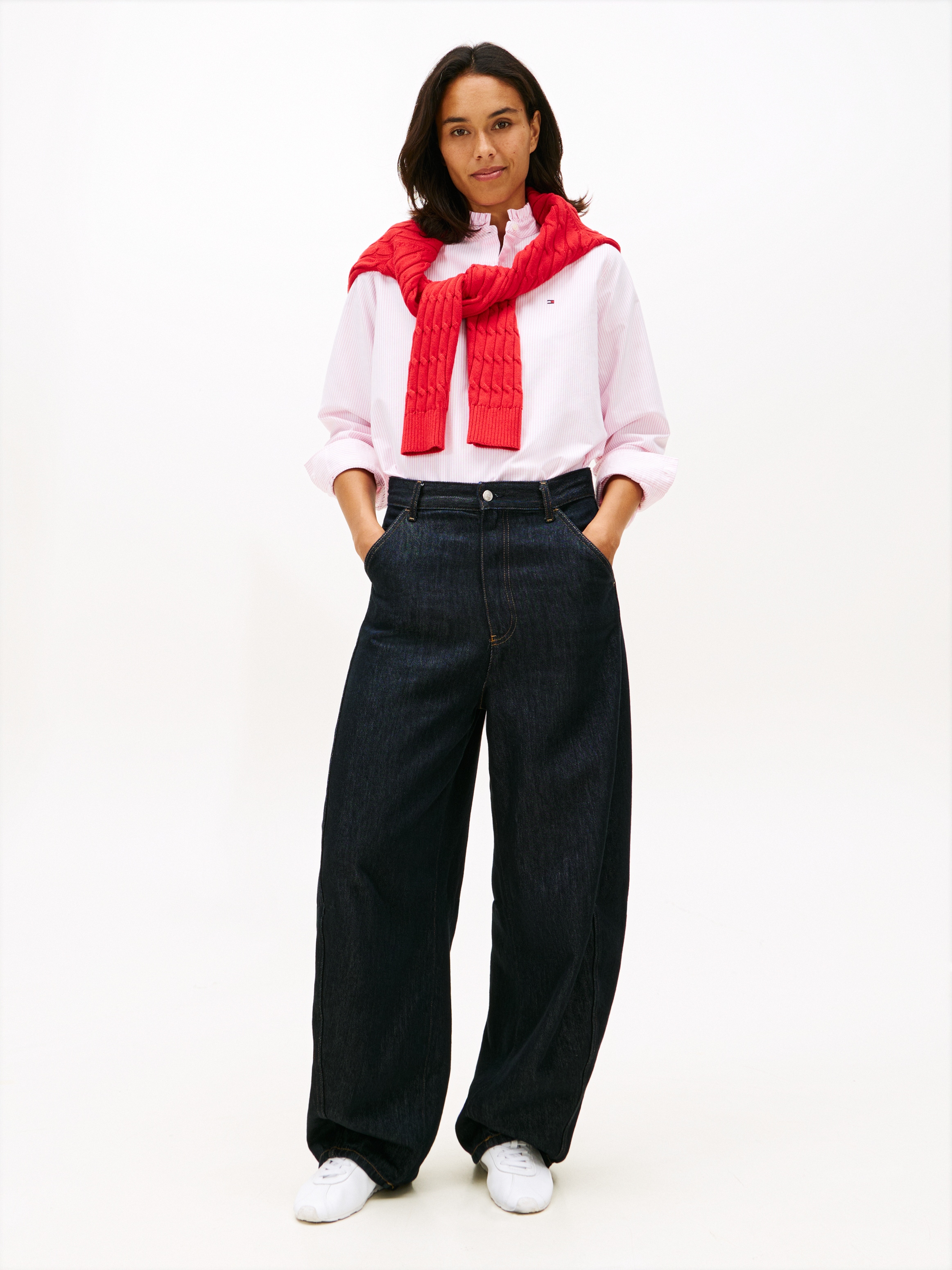 Tommy Hilfiger Langarmbluse »OXFORD RUFFLE NECK SHIRT«
