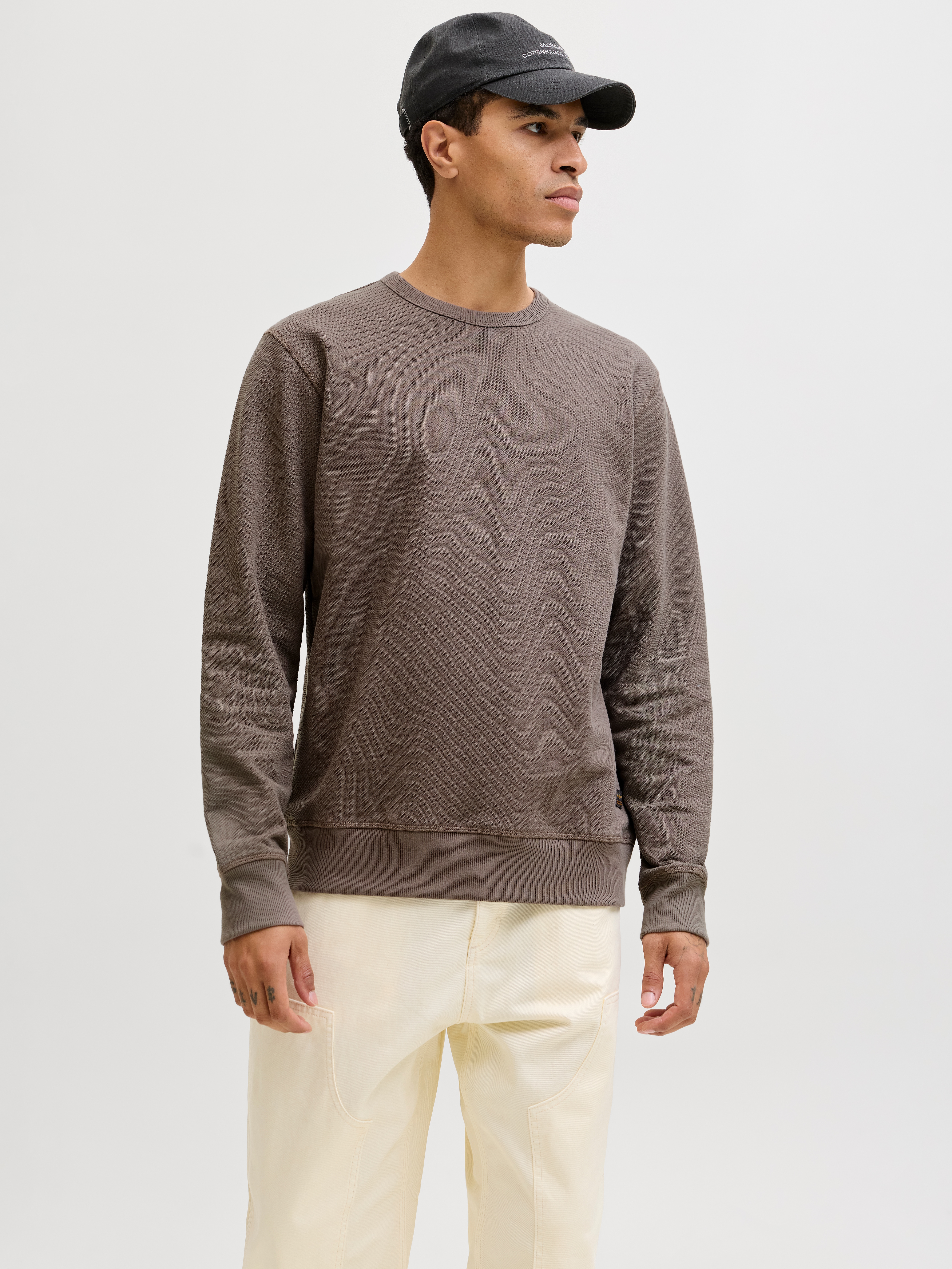 Jack & Jones "JJEDOVER CLASSIC SWEAT CREW NECK SN", mit Markenlabel