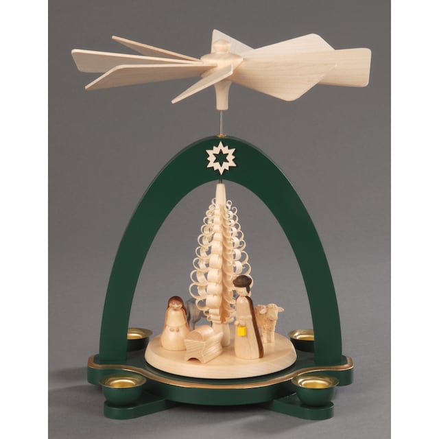 Albin Preissler Weihnachtspyramide »Christi Geburt mit Spanbaum,  Weihnachtsdeko«, (1 St.), Handwerkskunst aus dem Erzgebirge kaufen | BAUR
