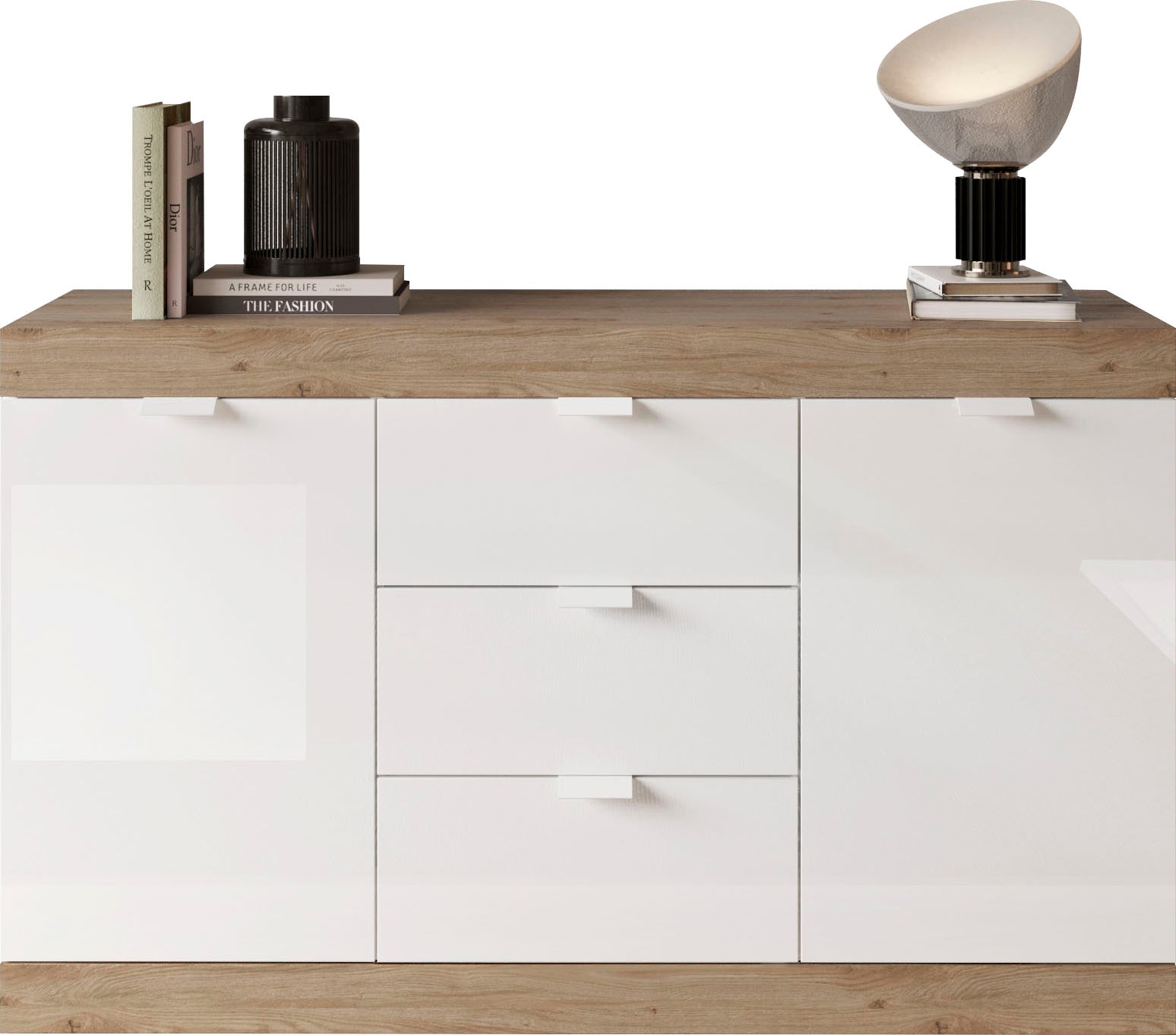 INOSIGN Sideboard »Slim«, Breite 136 cm, weiß Hochglanz Lack