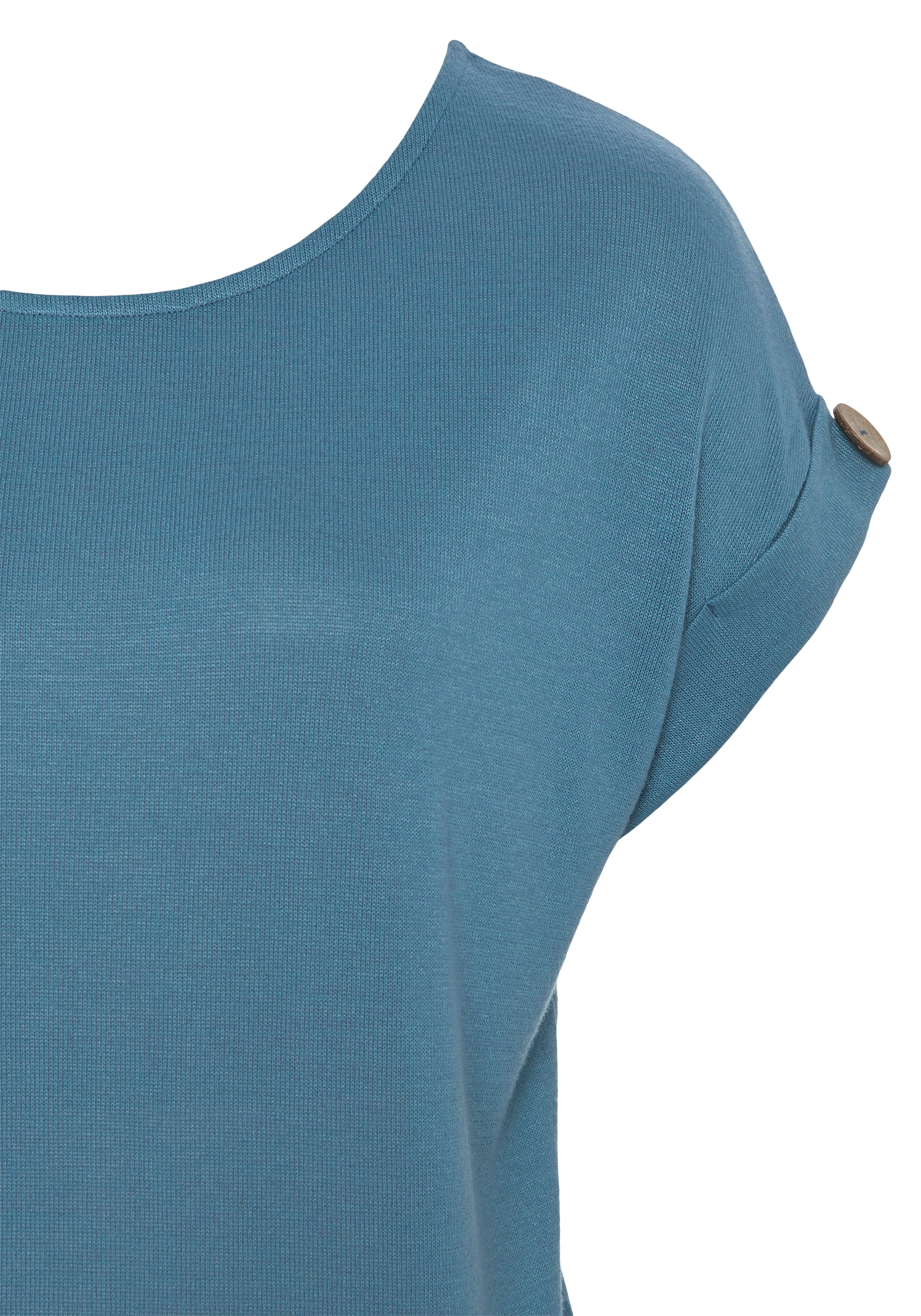 LASCANA Kurzarmshirt »mit Knopfdetail am Ärmelabschluss«, aus weichem Viskose-Feinstrick