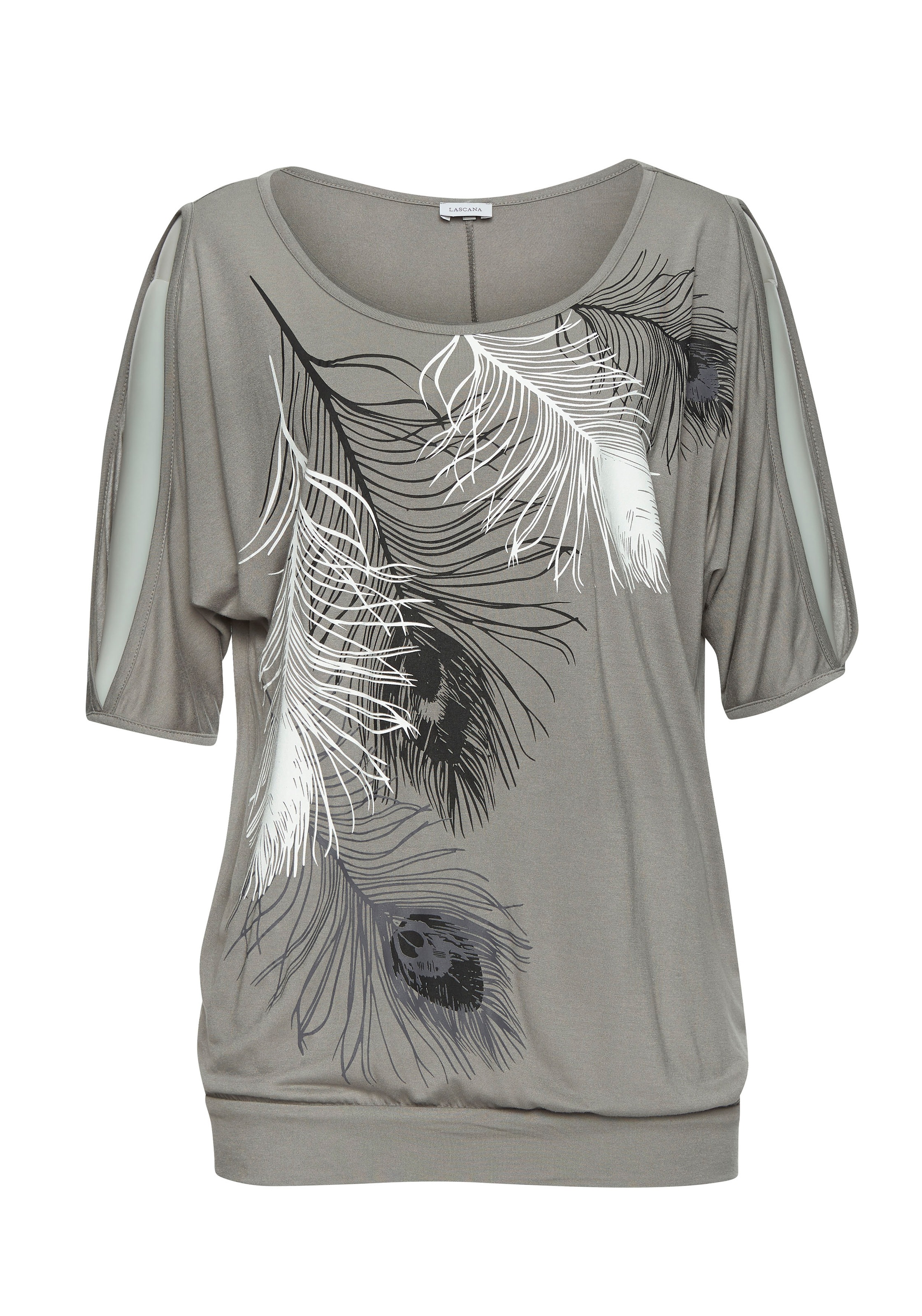 LASCANA Strandshirt, mit Schlitzen an den Ärmeln, Kurzarmshirt, schulterfre günstig online kaufen