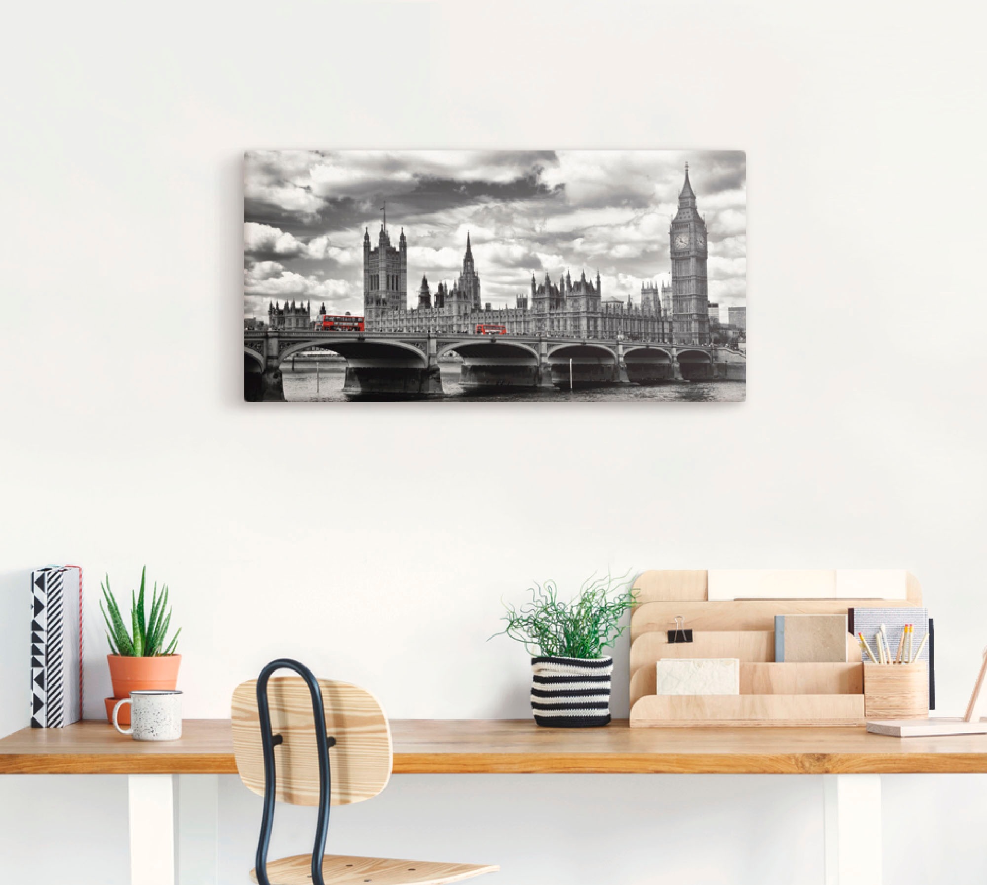 Artland Wandbild "London Westminster Bridge & Red Buses" Großbritannien 1 S günstig online kaufen