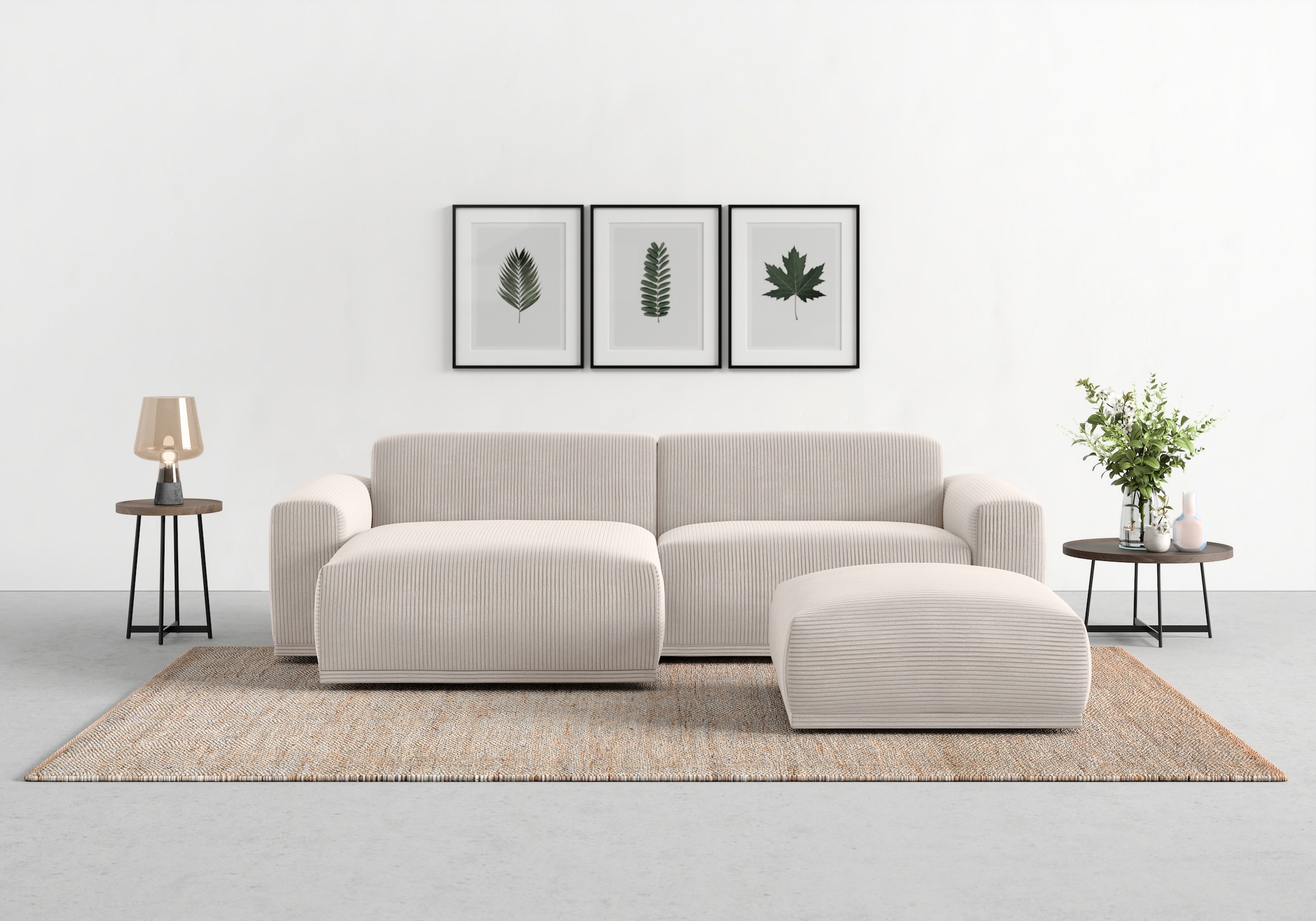 TRENDMANUFAKTUR Ecksofa »Braga, mit hochwertigem Kaltschaum, L-Form, in Cord erhältlich«, (2 St.), modernes Sofa, Couch mit hohem Sitzkomfort, 255/72/160 cm (B/H/T)