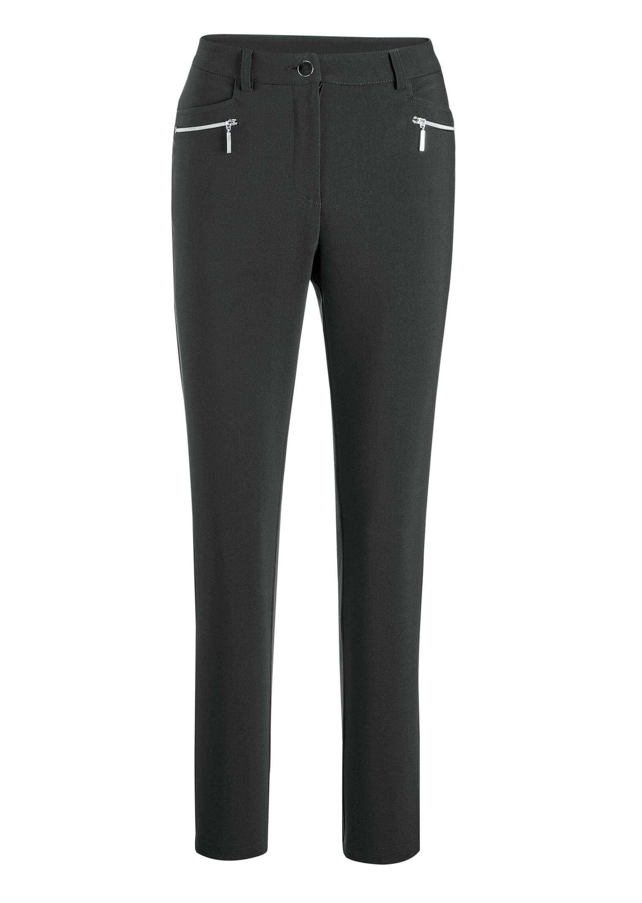 GOLDNER Stretch-Hose "Lange Schlupfhose BELLA" Reißverschlusstaschen im VT Rückteil Gesäßtaschen