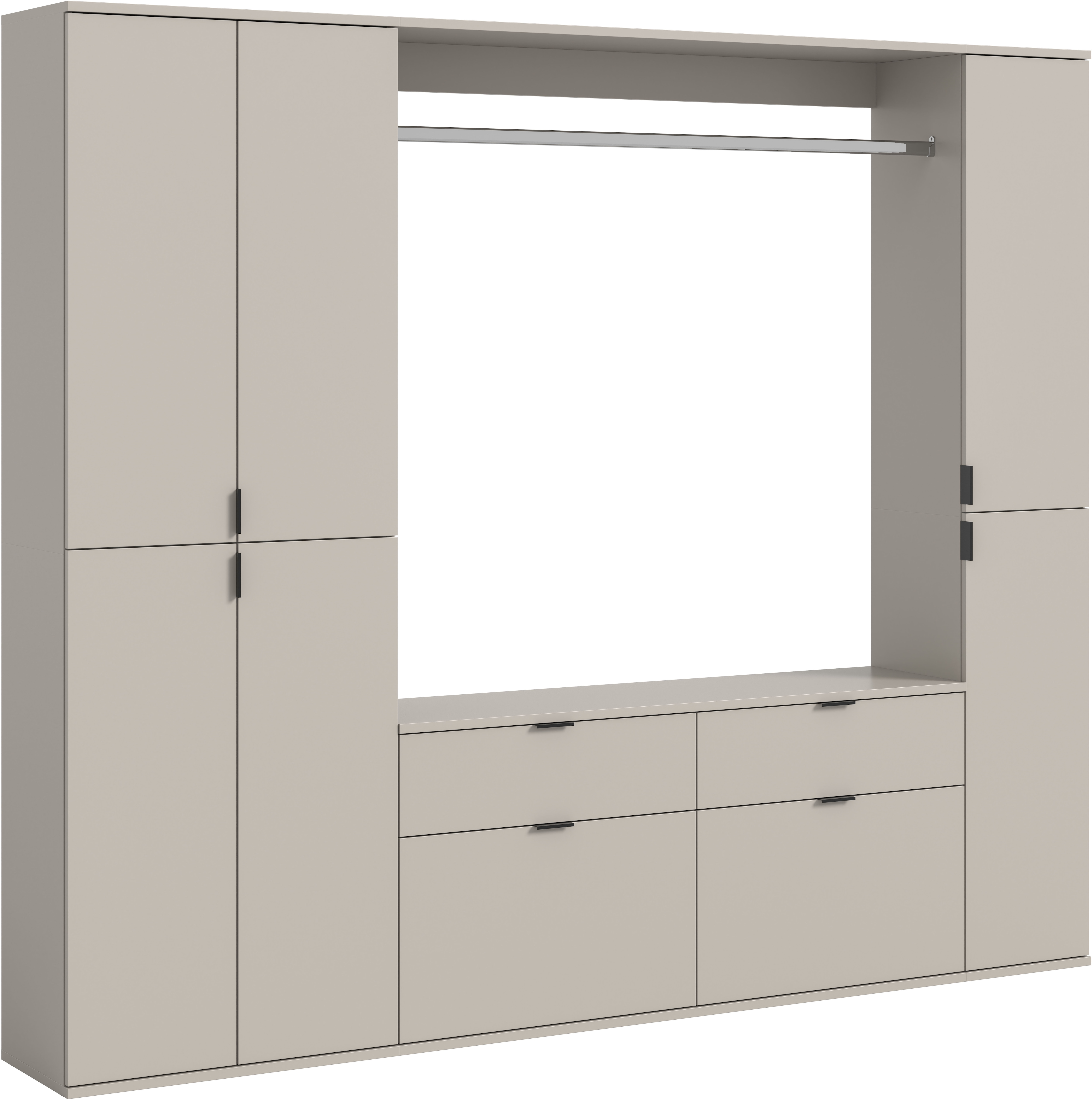 Home affaire Garderoben-Set "TRONDHEIM, 5-teilig, Breite 212cm, individuell platzier- & erweiterbar" Set, bestehend aus: 2x Garderobenschrank & 3-tlgs. Zwischenbauelement, 4 Stk. tlg.