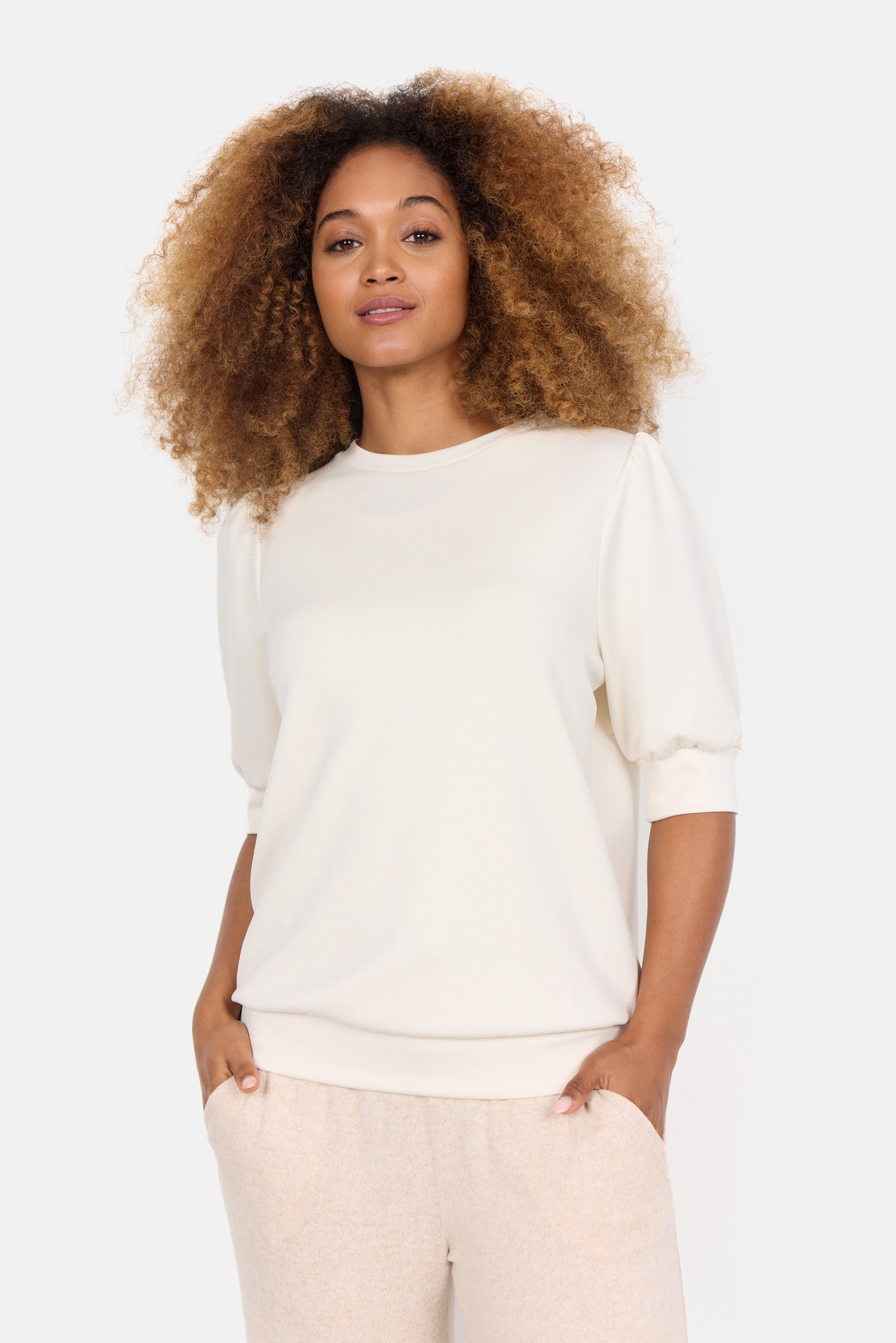 soyaconcept Kurzarmbluse "SC-BANU 83" aus Viskosemischung, Regular Fit