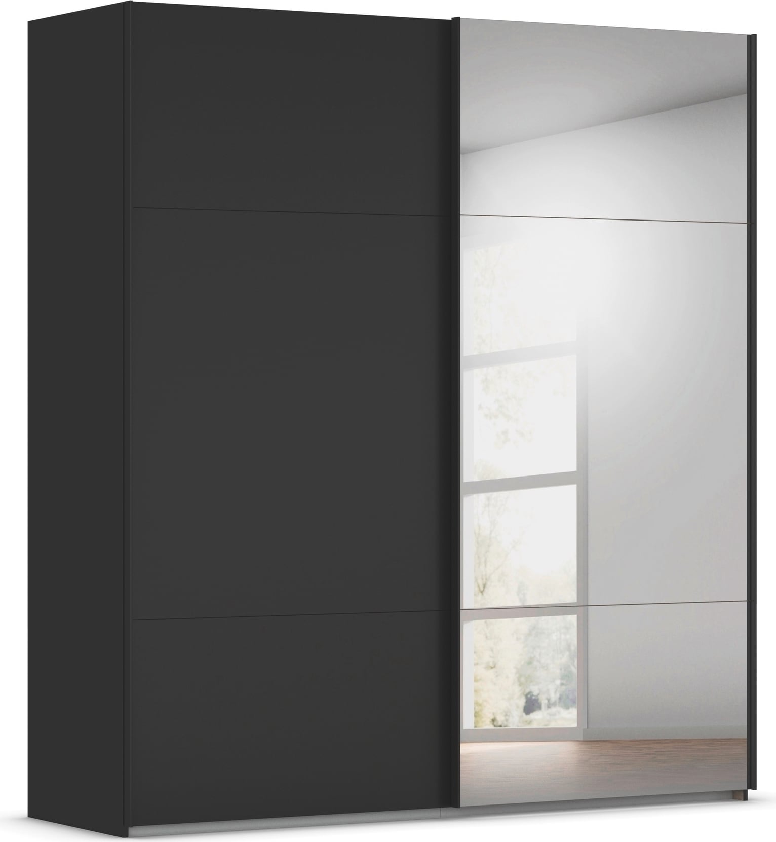rauch Schwebetürenschrank "Kleiderschrank Schrank Garderobe Schlafzimmerschrank CONTIDO" 3 verschiedene Ausstattungen BASIC/CLASSIC/PREMIUM (inkl. SOFT-CLOSE), aus hochwertigem Material in 6 Breiten 2 Griff-Farben MADE IN GERMANY
