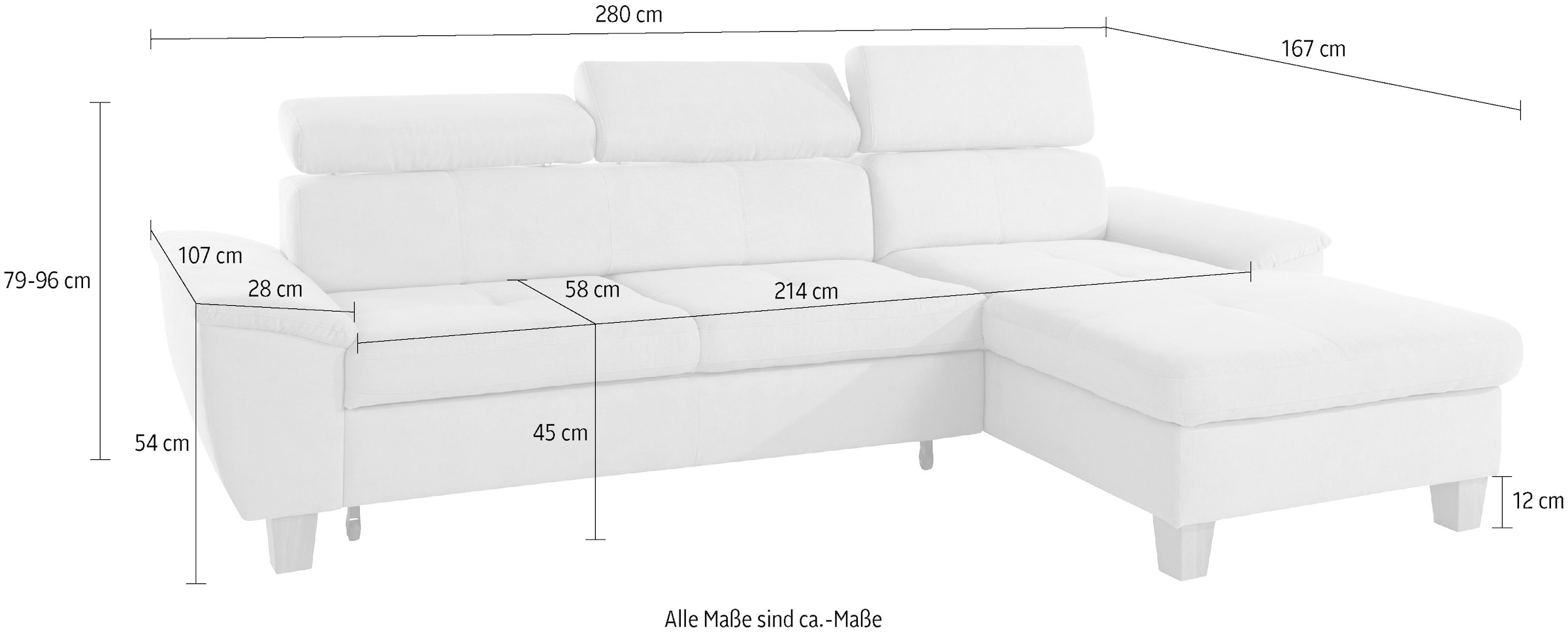 exxpo - sofa fashion Ecksofa »Enya, aufwendige Detailverarbeitung, hoher Sitzkomfort, bequem, L-Form«, inkl. Kopfteilverstellung, wahlweise mit Bettfunktion und Bettkasten