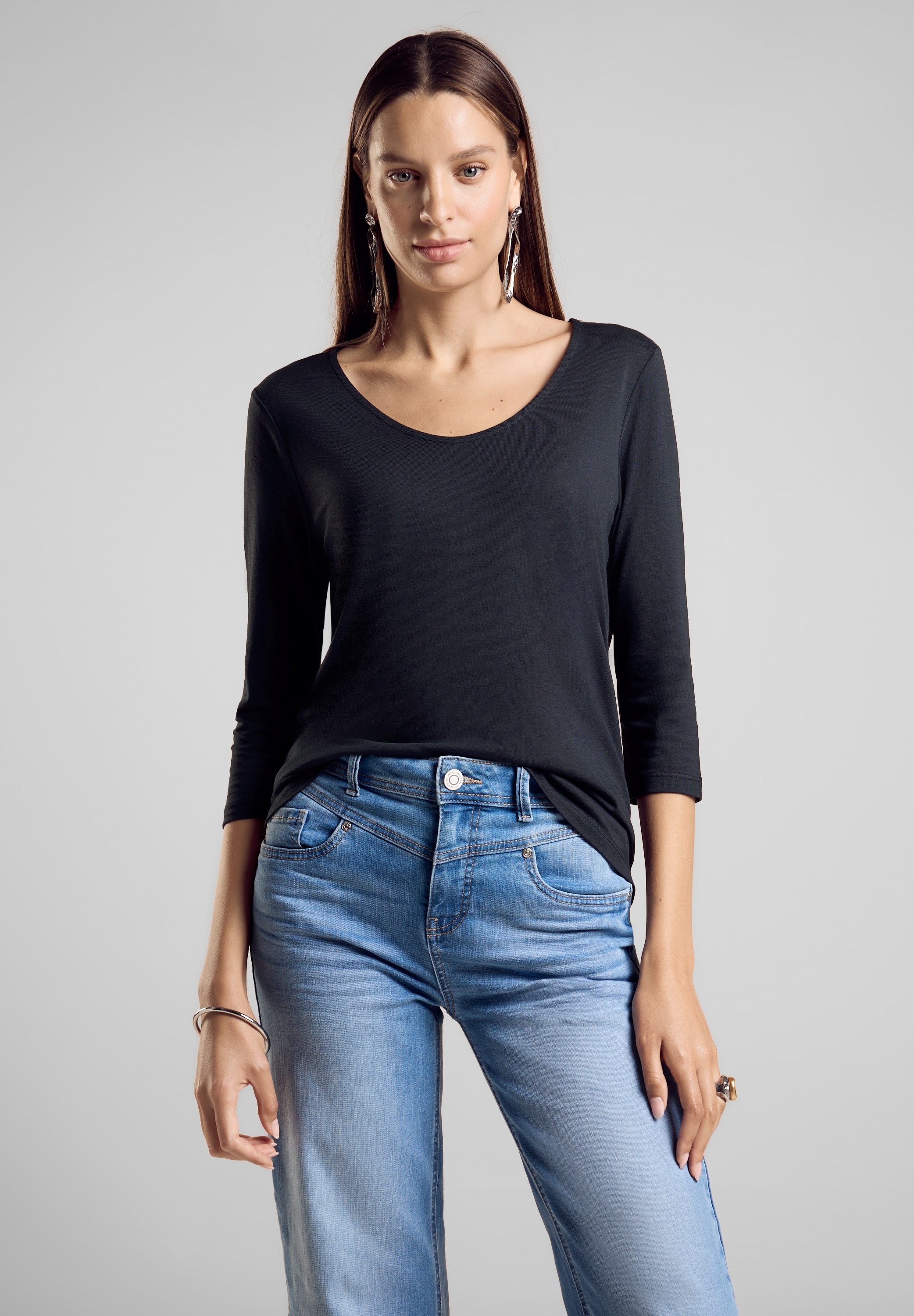 3/4-Arm-Shirt, im soften Baumwoll-Mix