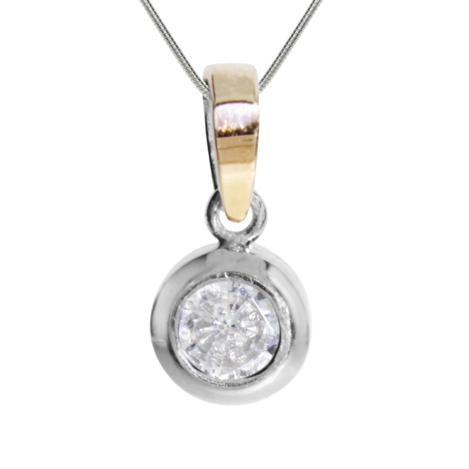 Kette mit Anhänger OSTSEE-SCHMUCK "- Sunny Exklusiv - Silber 925/000 & Gold 585/000 - Zirkonia" Gr. 42, silber (silber 925, silberfarben, weiß), Schmuck_Sets, Damen, 42, Silber 925 (Sterlingsilber)
