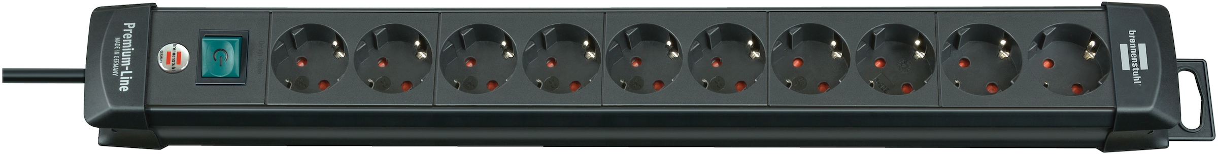 Brennenstuhl Steckdosenleiste "Premium-Line", 10-fach, (Kabellänge 3 m), mit Schalter und mit 45 Winkel der Schutzkontak