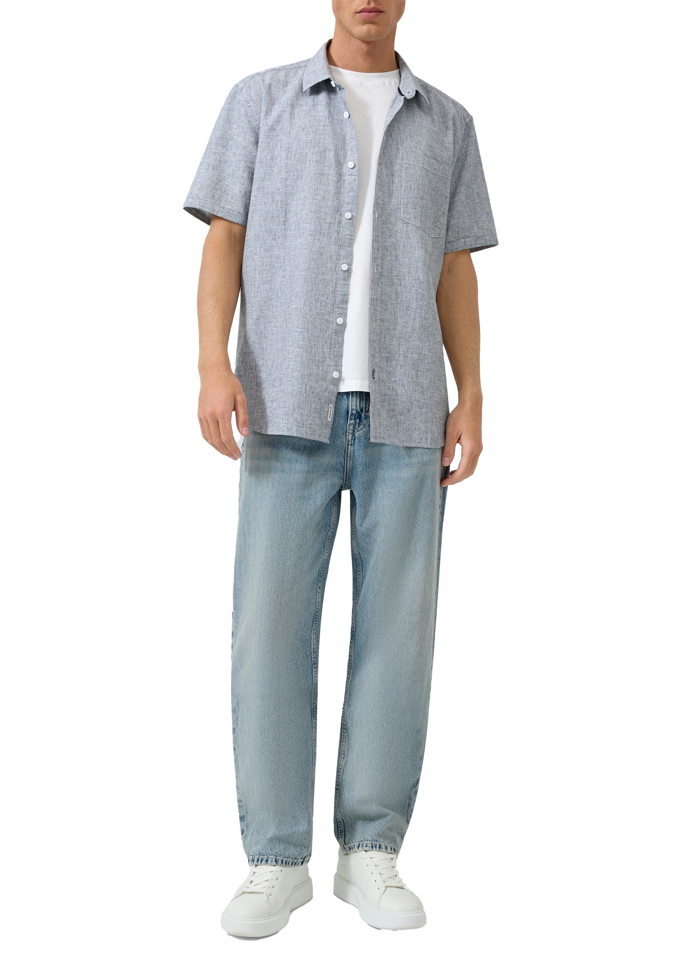 QS Kurzarmhemd aus Leinenmischung