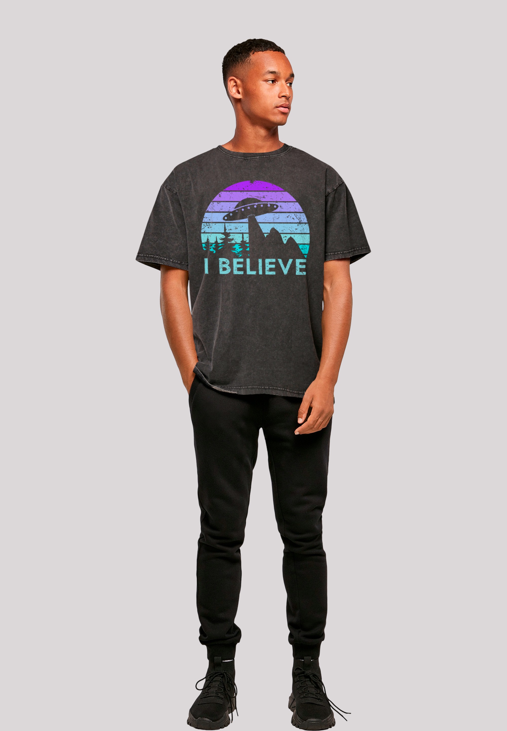 F4NT4STIC T-Shirt »I BELIEVE UFO Alien Raumschiff Retro«, Premium Qualität
