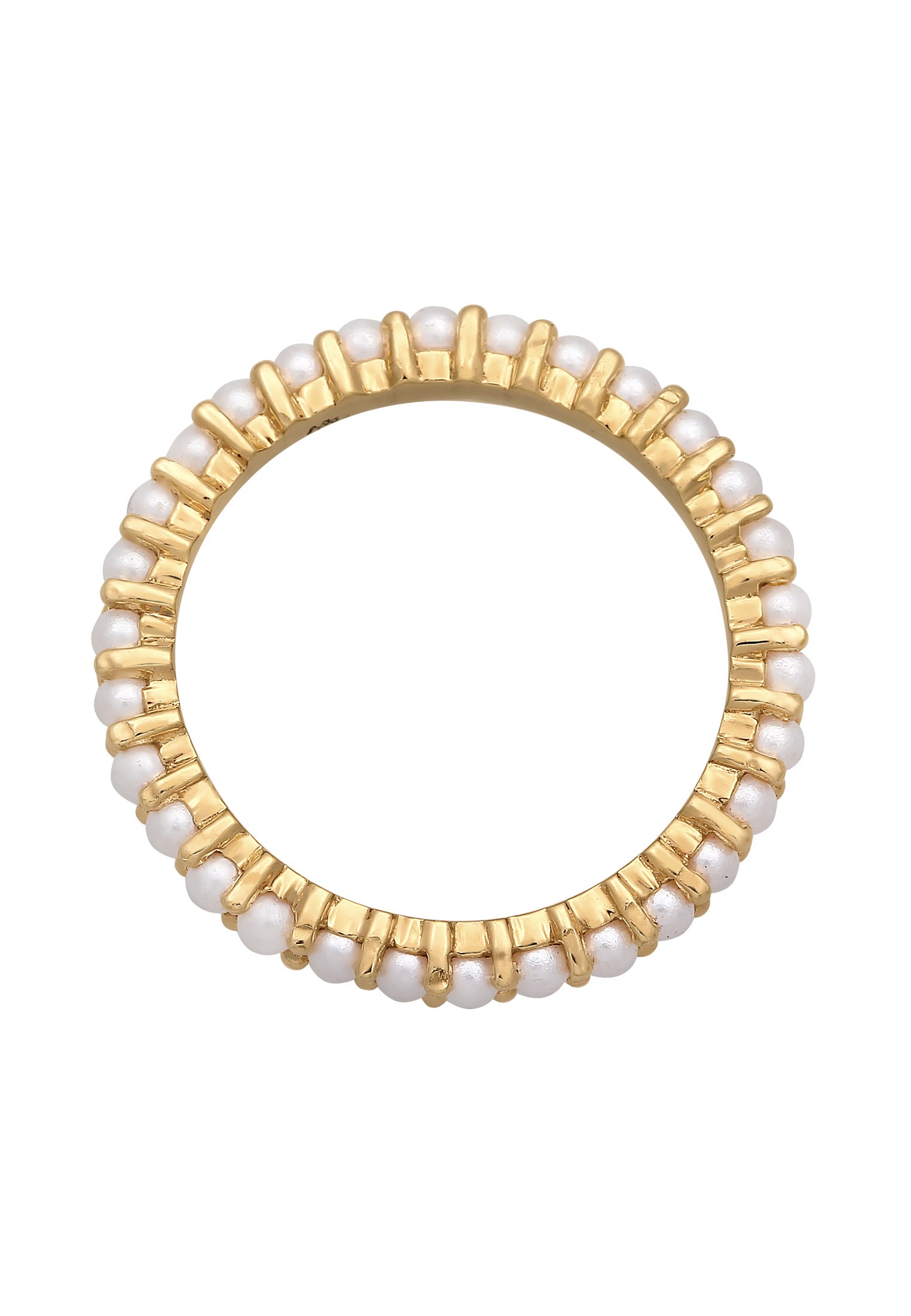 ELLI Bandring Memoire Pearl Ring 925 Sterling Silver Gold Size 54 2