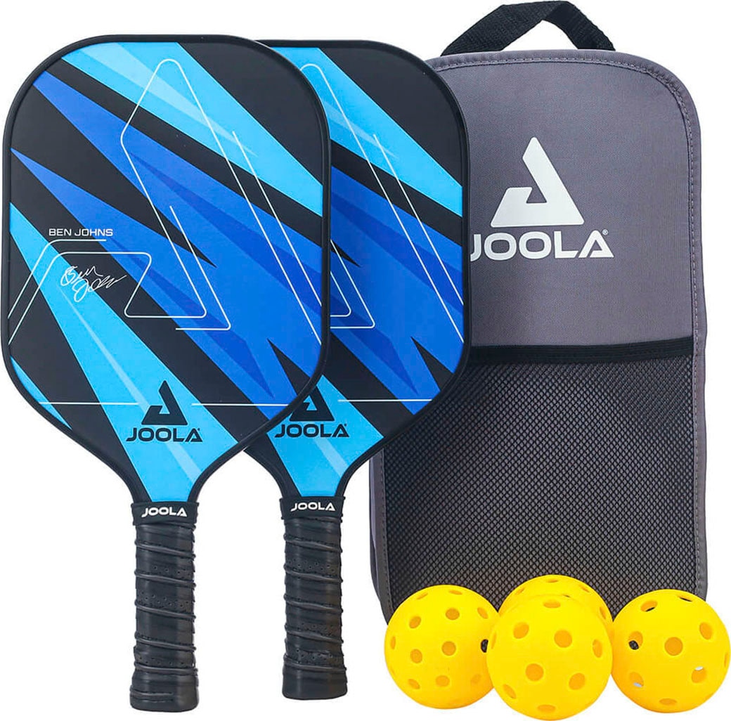 JOOLA Pickleballschläger "Ben Johns Blue Lightning Pickleball Set", B:200mm L:406mm T:10mm, blau, Racketsportschläger, Inklusive 2 Schläger, 4 Bällen