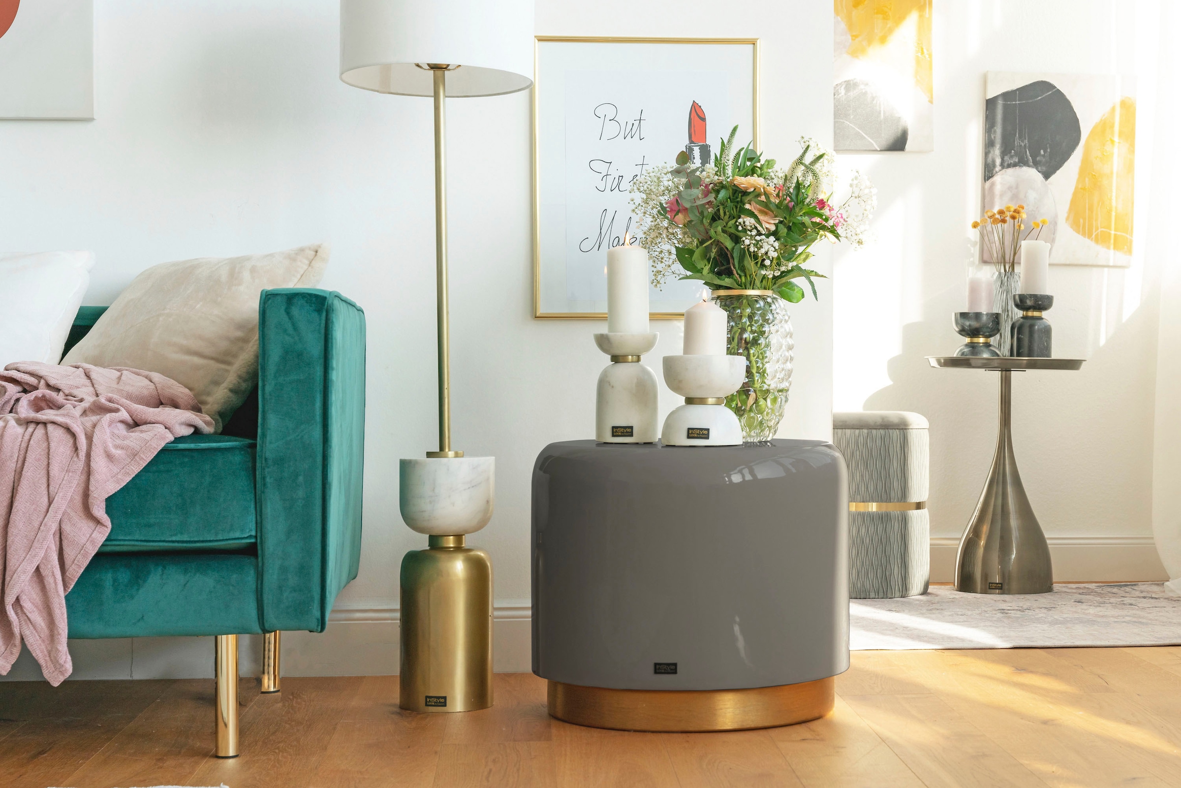 Kayoom Sitzhocker "Hocker Artisse, Edler Touch durch goldenen Sockel" 1 Stk günstig online kaufen