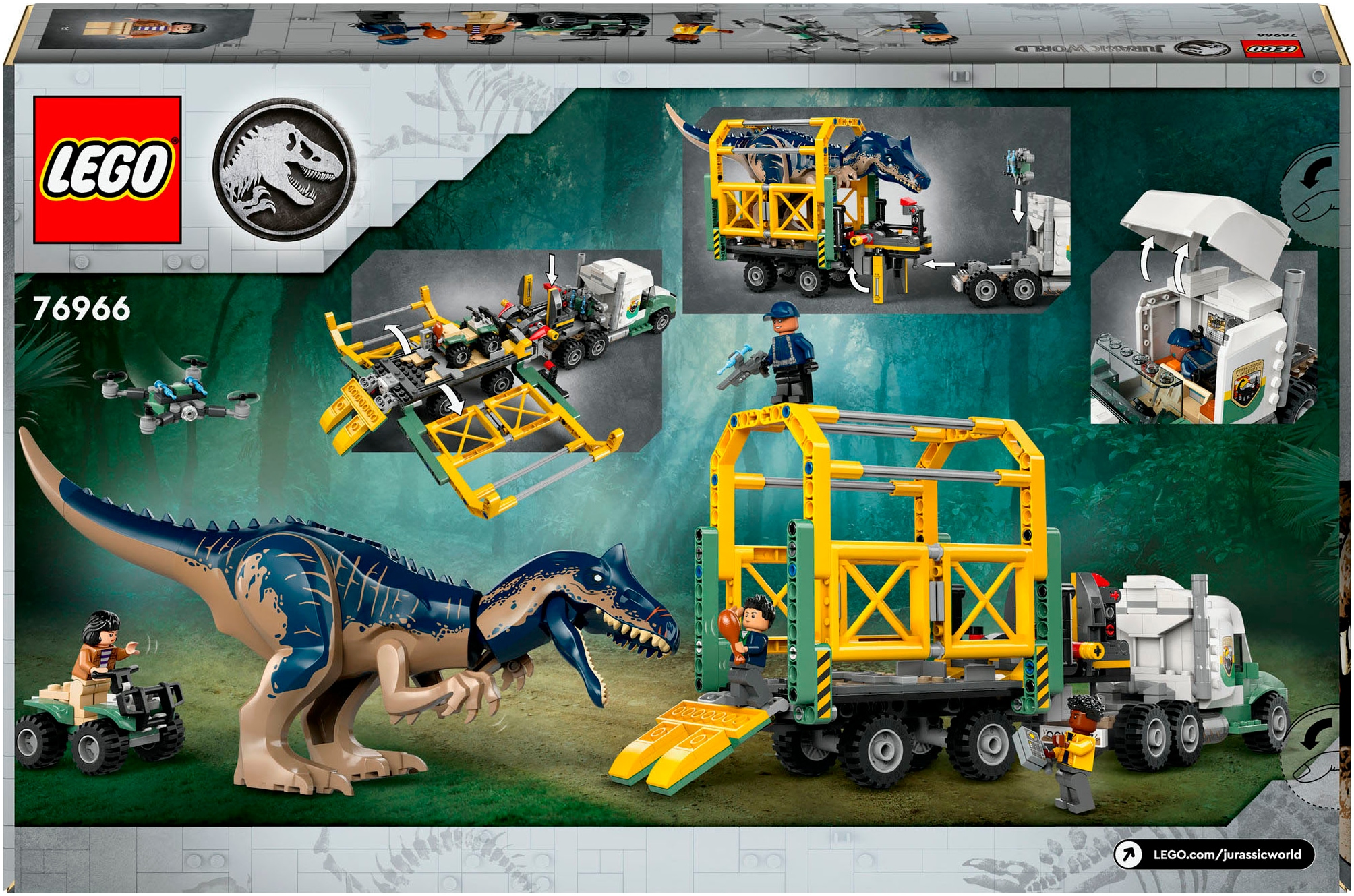 LEGO® Konstruktionsspielsteine »Dinosaurier-Missionen: Allosaurus-Transporter (76966)«, (588 St.), LEGO Jurassic World; Made in Europe