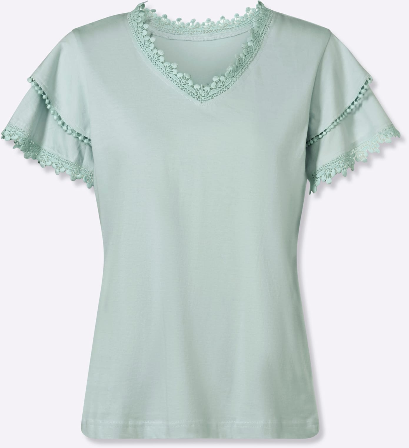 V-Shirt Classic Basics Kurzarm-Shirt Women Kalkmint 40 2