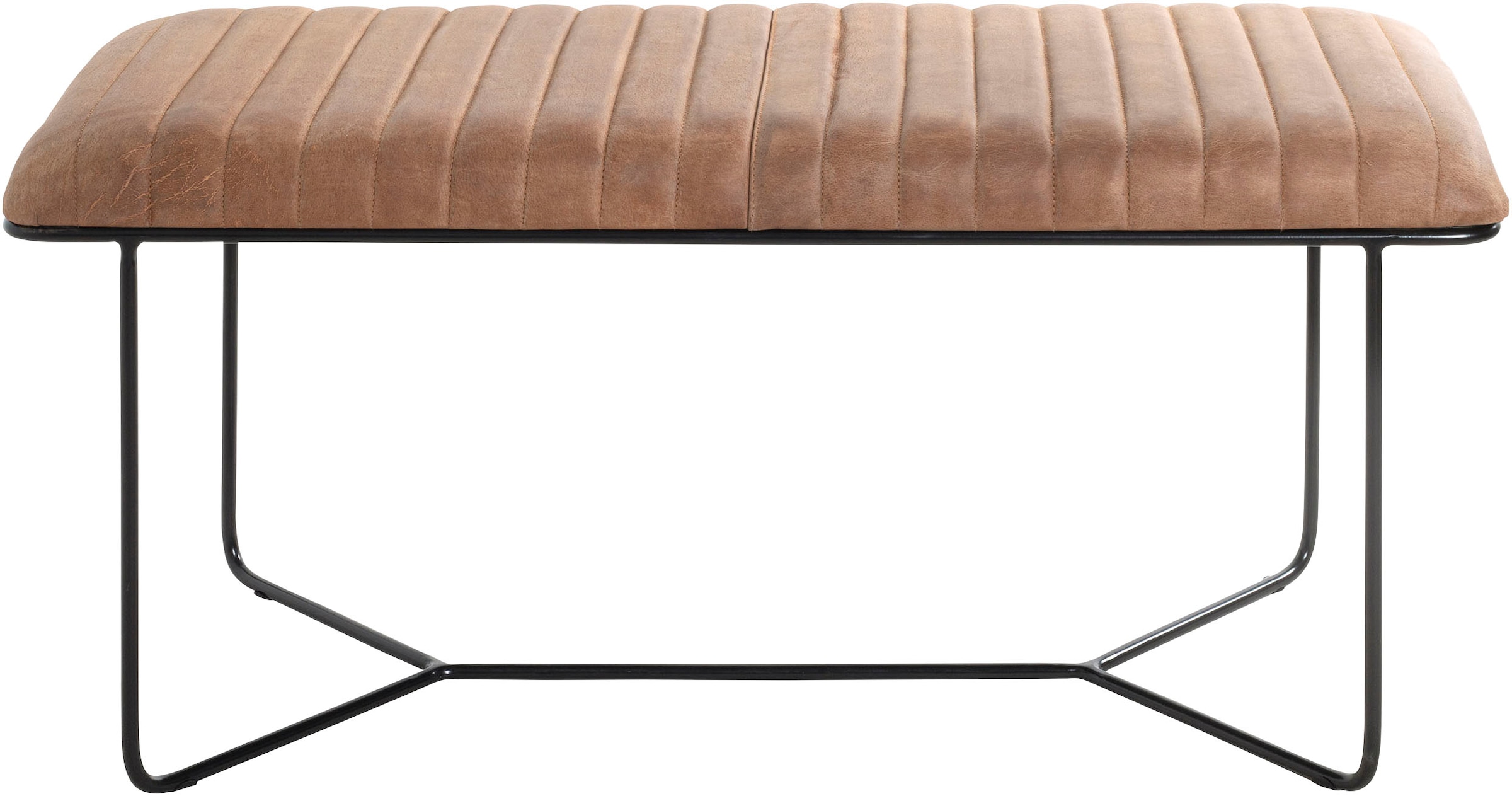 HAKU Hockerbank »Flurbank, Garderobenbank, Sitzbank« rechteckig - aus Leder Braun - B/T/H 100/38/48 cm
