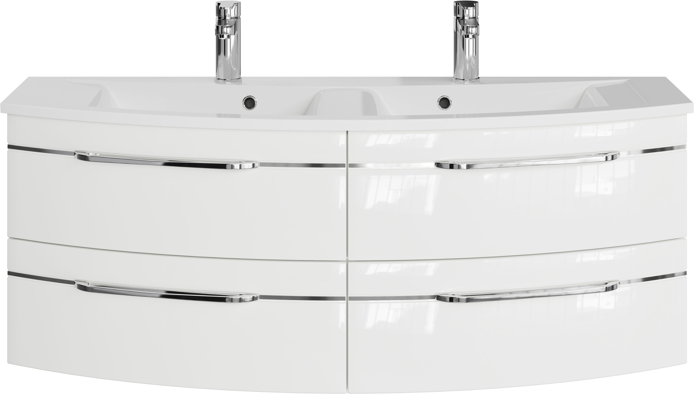 Saphir Waschtisch »Serie 7045 Mineralmarmor-Waschtisch und Unterschrank, 131 cm breit«, Doppel-Waschplatz mit 4 Schubladen, Badmöbel Set mit Waschtisch