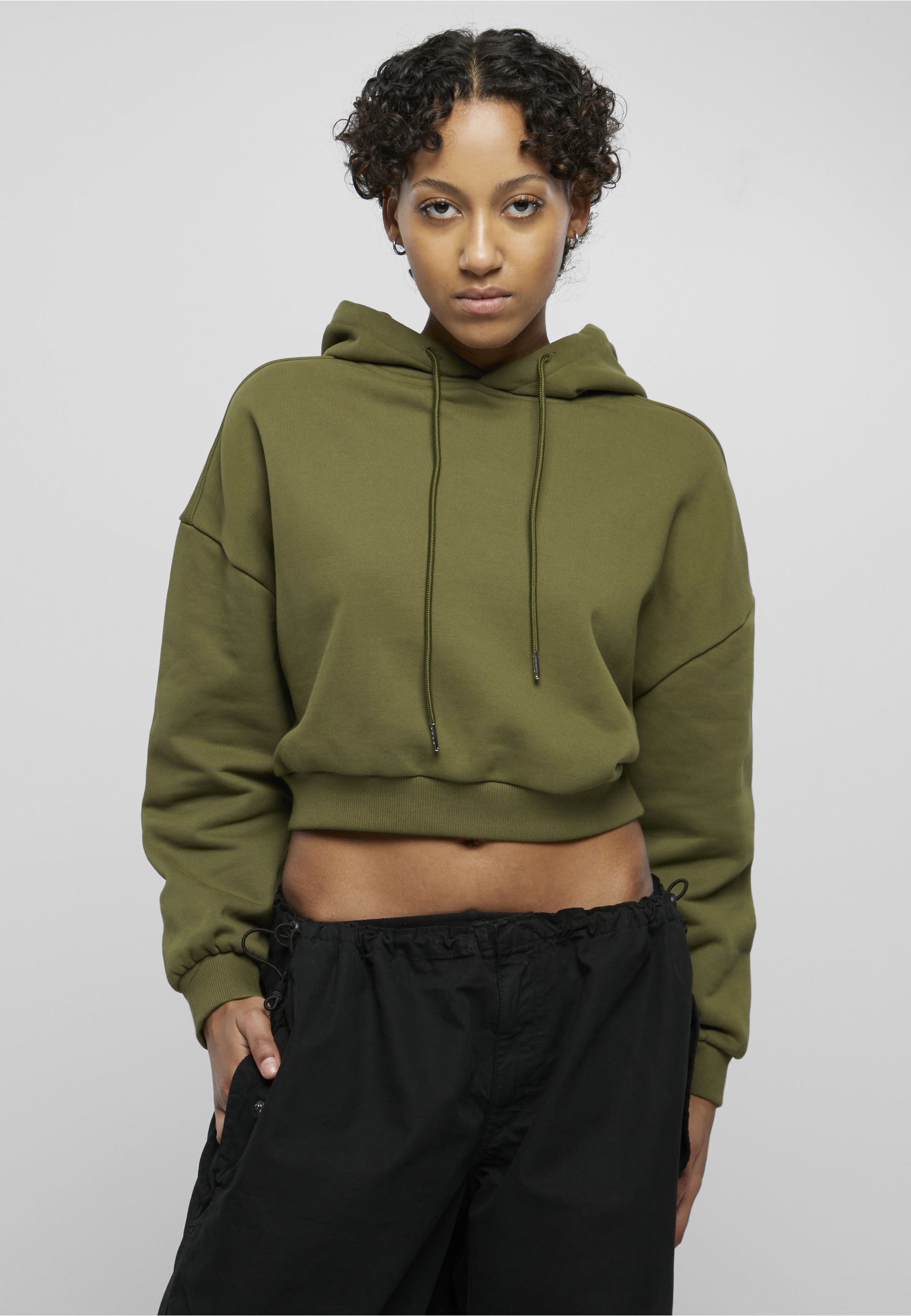 URBAN CLASSICS Kapuzensweatshirt »Urban Classics Damen Ladies Cropped Heavy Hoody«
