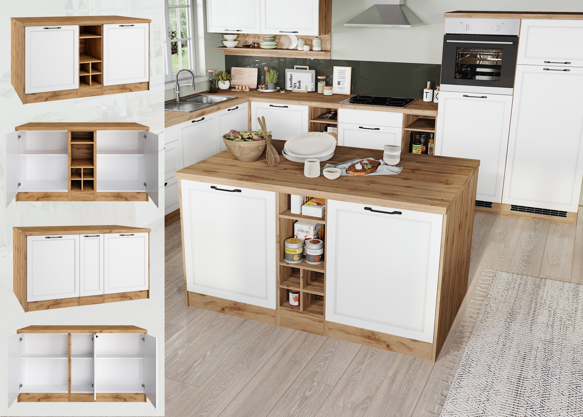 KOCHSTATION Kücheninsel »KS-Lana, Breite 153 cm«, MDF-Fronten, Arbeitsplatte 38mm stark