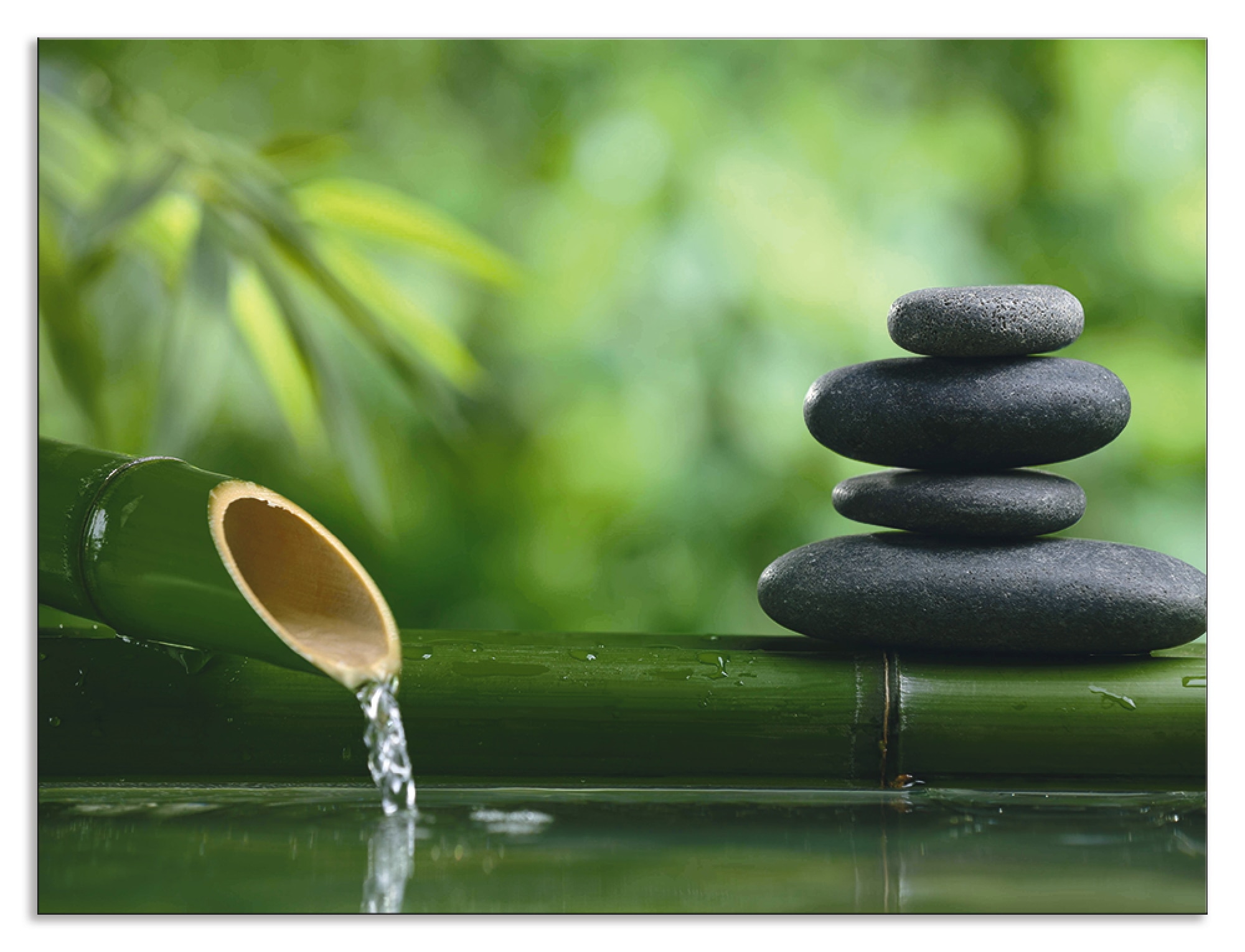 Küchenrückwand »Bambusbrunnen und Zen-Stein«, (1 tlg.), Alu Spritzschutz mit...