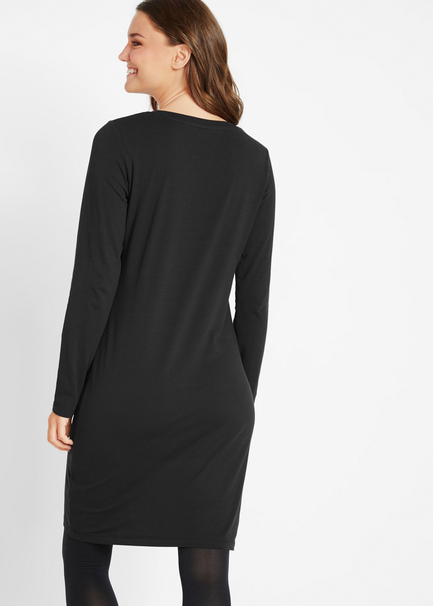 bonprix Jerseykleid »Figurbetontes Jerseykleid (2er Pack)« Packung, 2, 2 Stk. tlg. im 2er Pack und mit Rundhalsausschnitt