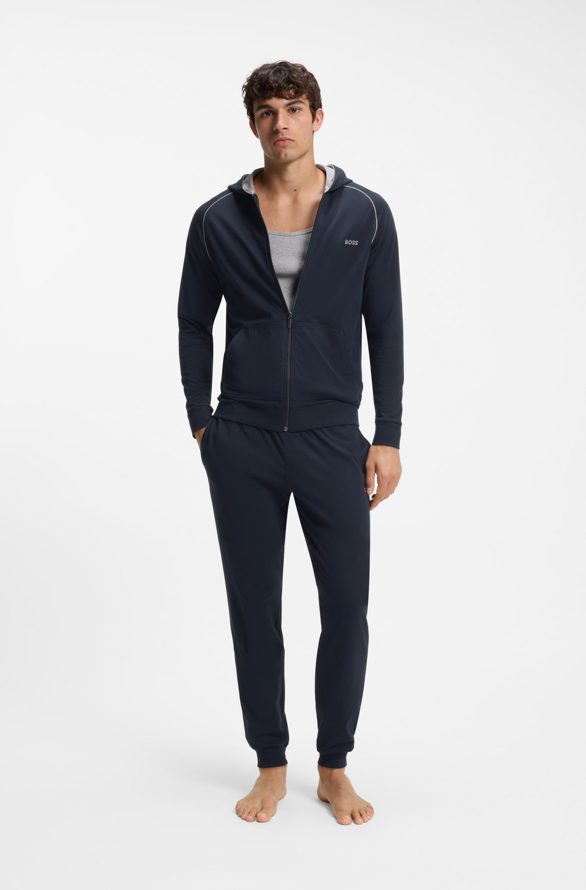 BOSS Kapuzensweatjacke »Mix&Match Jacket H« mit BOSS Stickerei auf der Brust