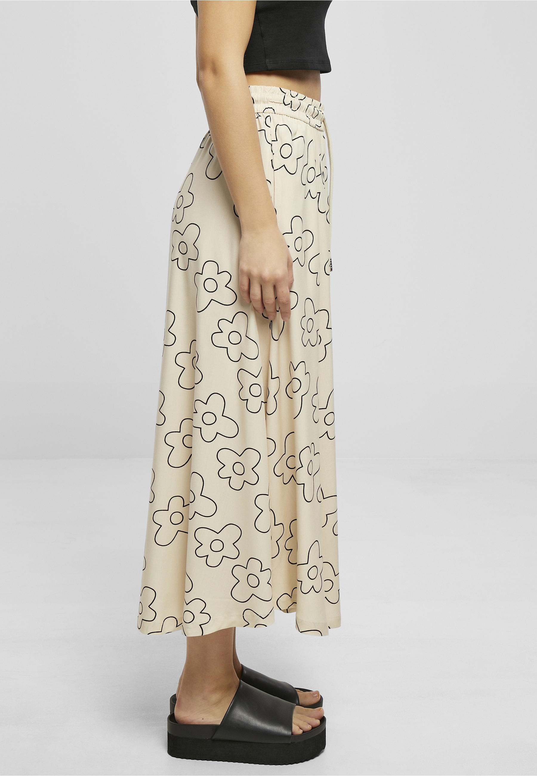 URBAN CLASSICS Jerseyrock »Urban Classics Damen Ladies Viscose Midi Skirt« 1 Stk.