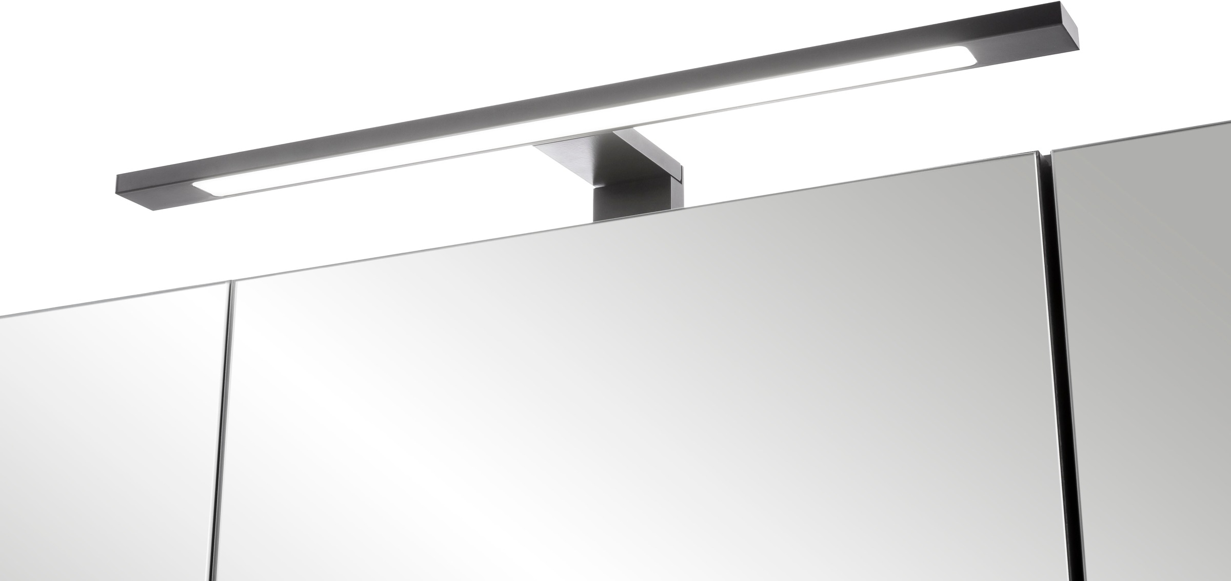 welltime Spiegelschrank »MAILAND, gedämpfte Scharniere, LED-Aufbauleuchte« Maße (B/H/T): ca. 105/64/20 cm,  Wildeiche/matt schwarz, LED-Aufbauleuchte, gedämpfte Scharniere