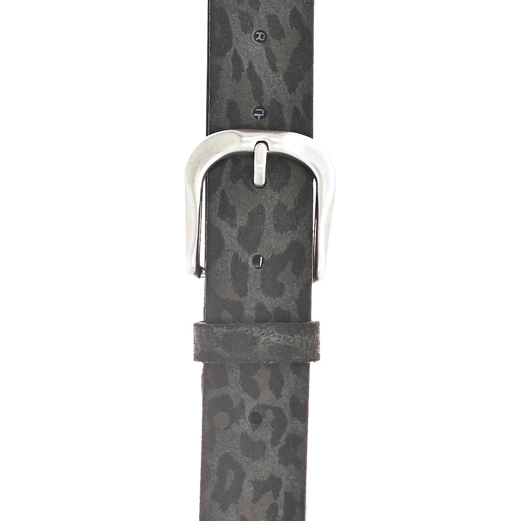Vanzetti Ledergürtel, mit dunklen Airbrushkanten, Animal-Print, schlichte Dornschließe