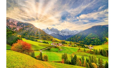 Fototapete »SANTA MADDALENA-BERG DORF DOLOMITEN WIESE BLUMEN ALPEN«