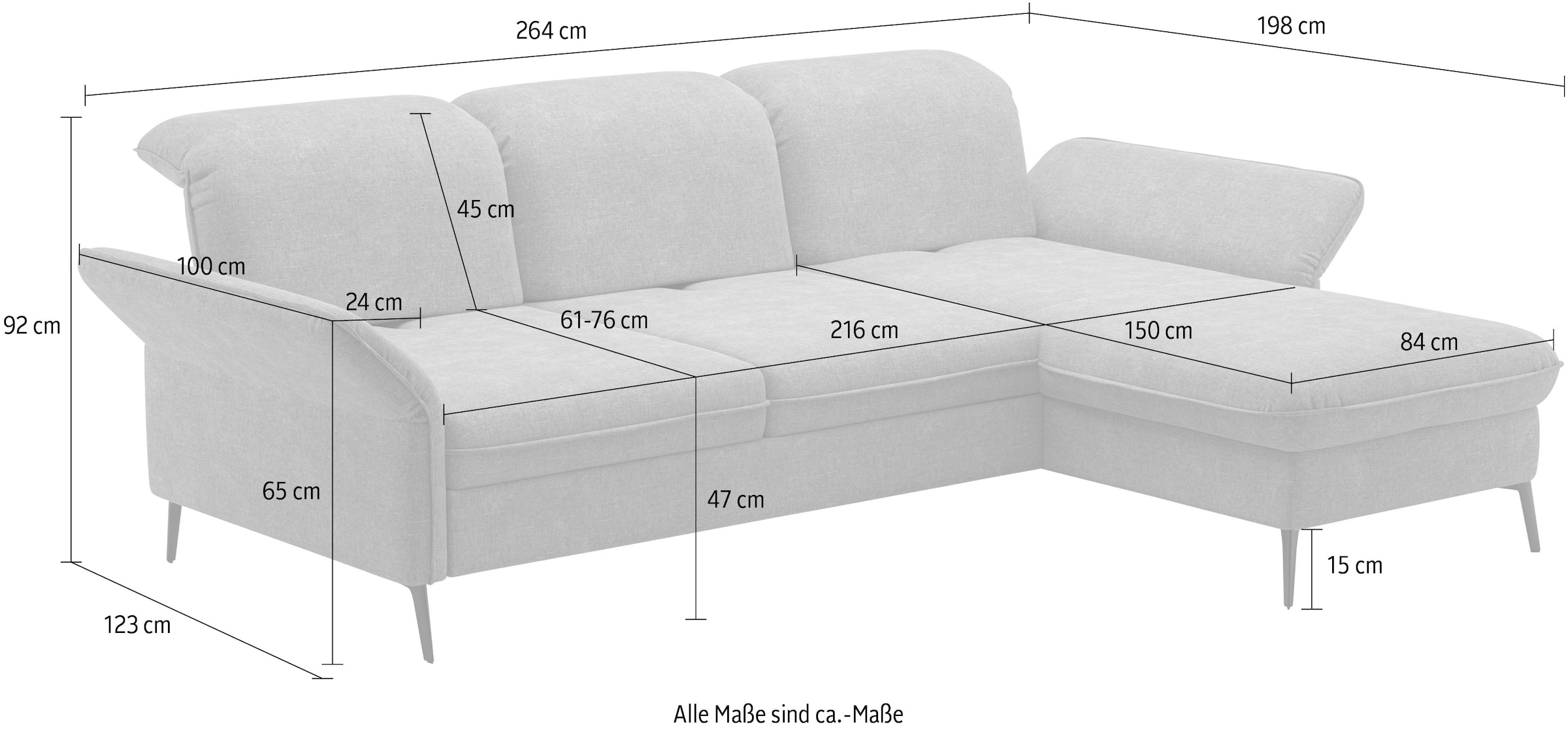 sit&more Ecksofa »Emely«, mit Sitztiefenverstellung optional mit Bettfunktion und Bettkasten
