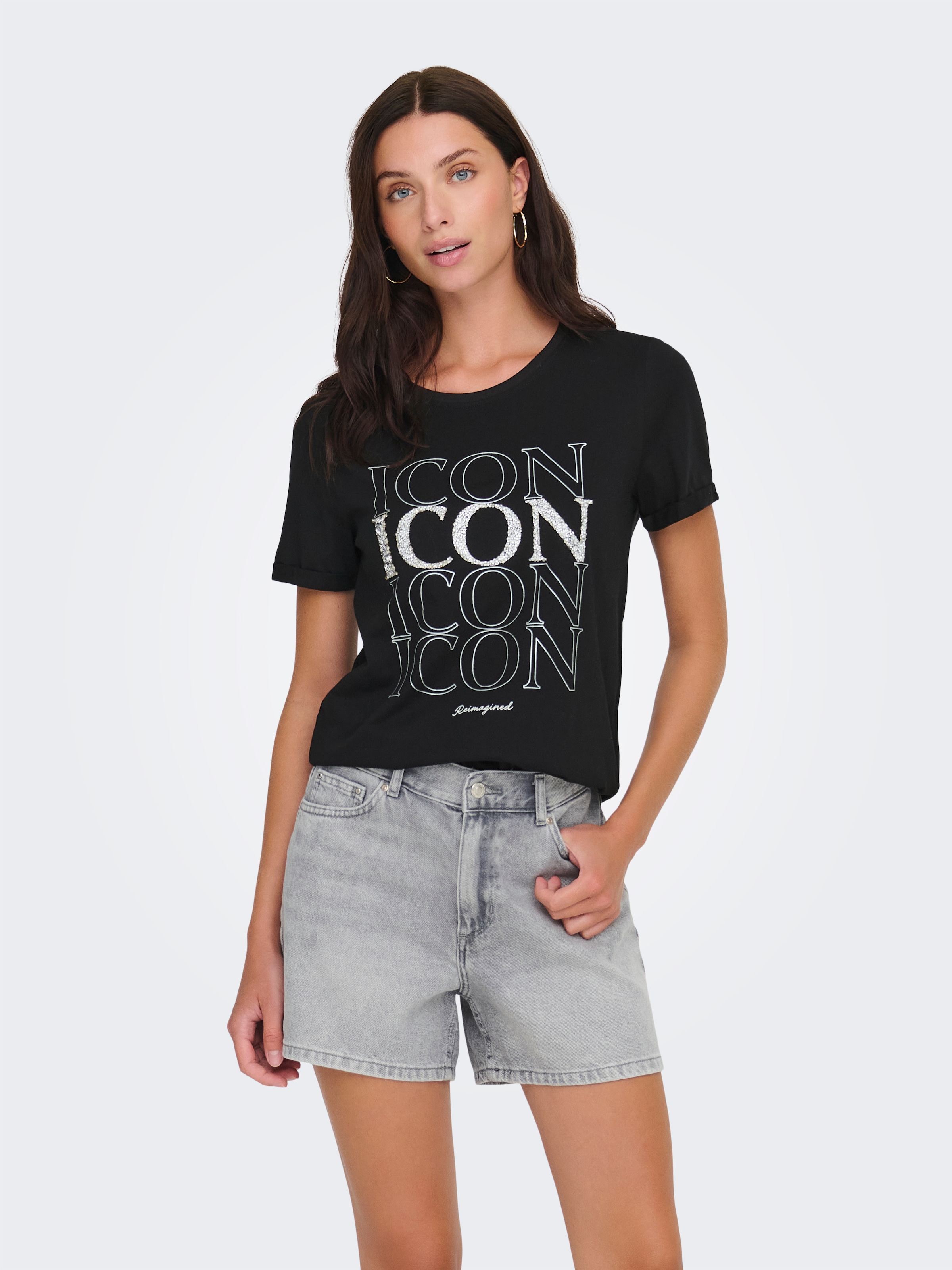 ONLY Kurzarmshirt »ONLKITA LIFE LUX ICON S/S PRINT TOP JRS«