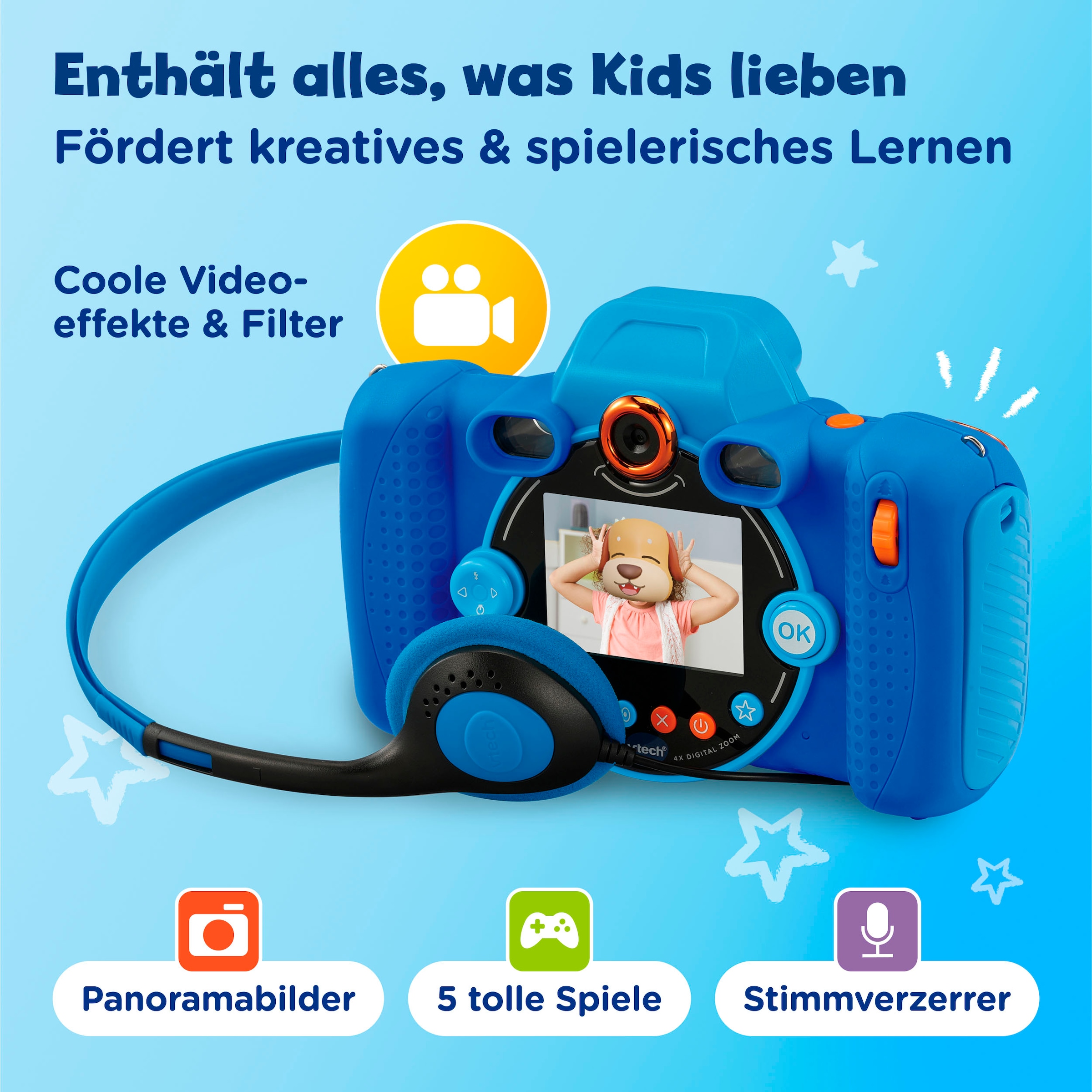 Vtech® Kinderkamera »KidiZoom Duo FX blau« , inkl. inkluisve Kopfhörer