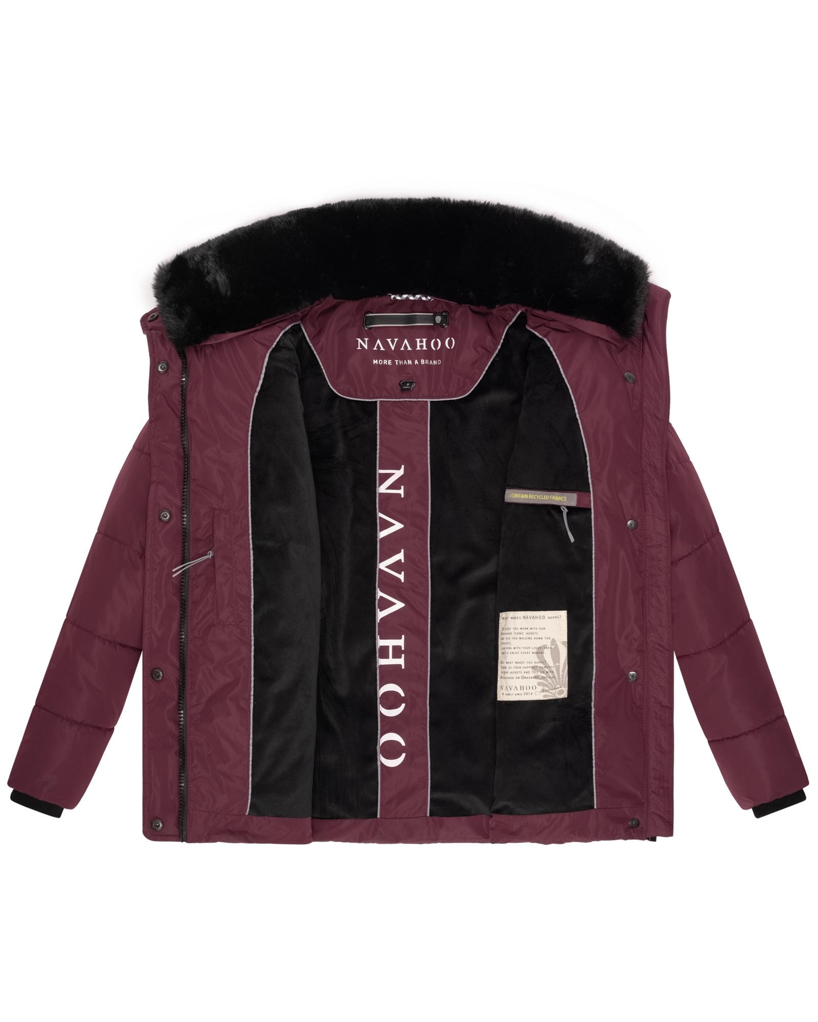 Navahoo Winterjacke »Frostii XIV«, ohne Kapuze, modische Damen Winter Steppjacke mit Kunstfellkragen