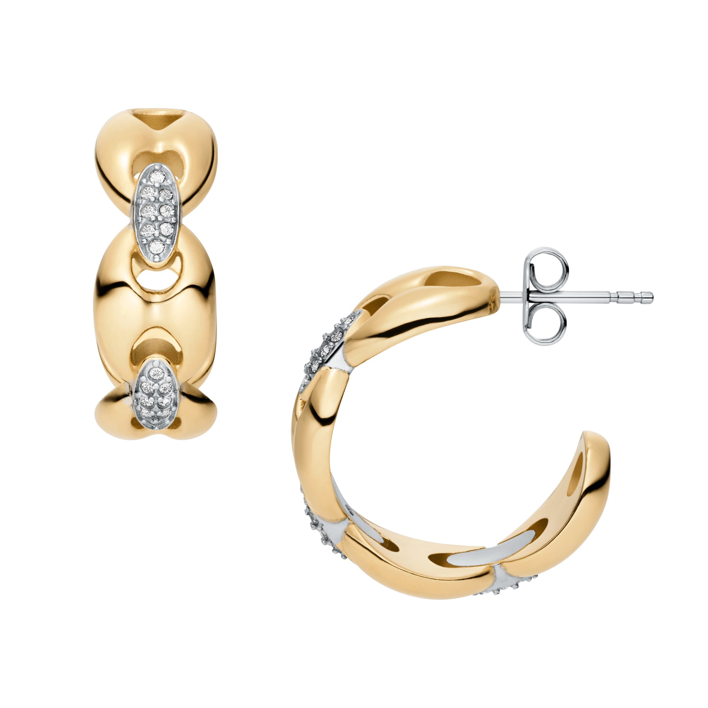 Fossil Paar Creolen »Schmuck Geschenk Edelstahl Ohrringe HERITAGE« mit Glasstein